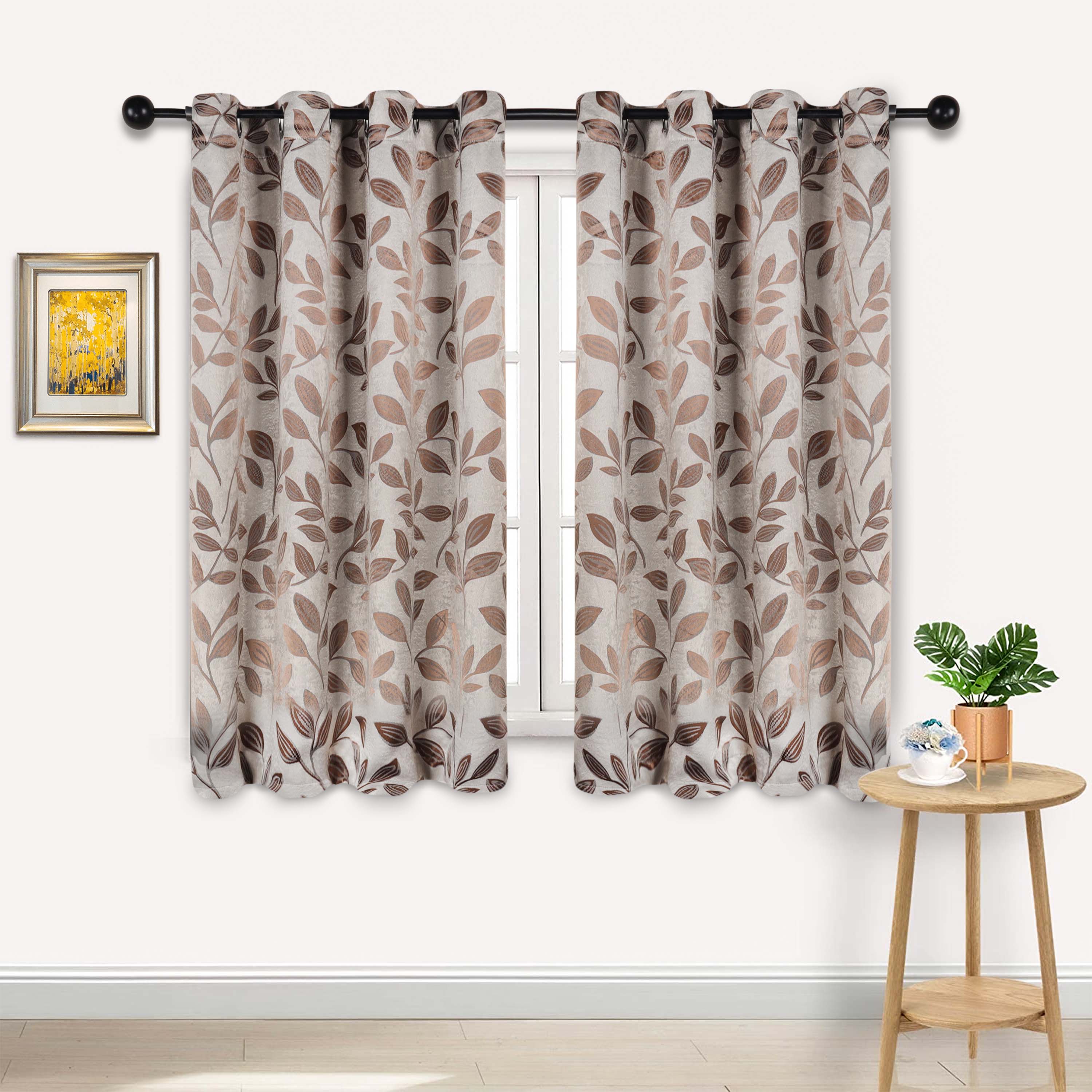 Leaves Machine Washable Room Darkening Blackout Curtains, Set of 2 - Omnigoodsstore