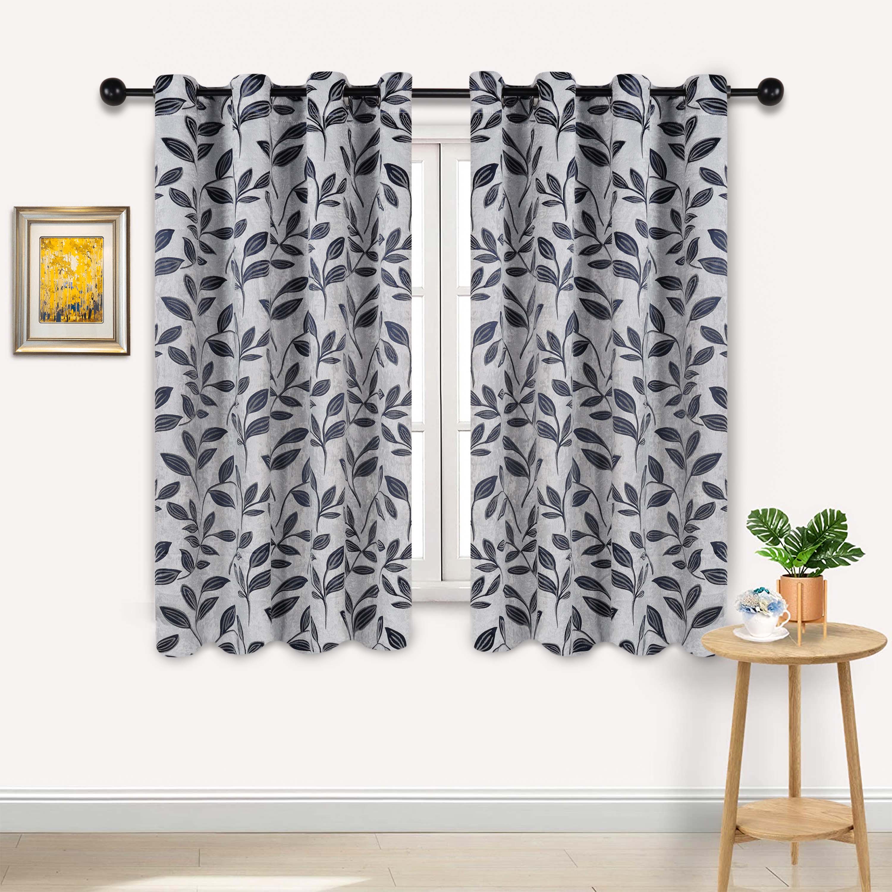 Leaves Machine Washable Room Darkening Blackout Curtains, Set of 2 - Omnigoodsstore