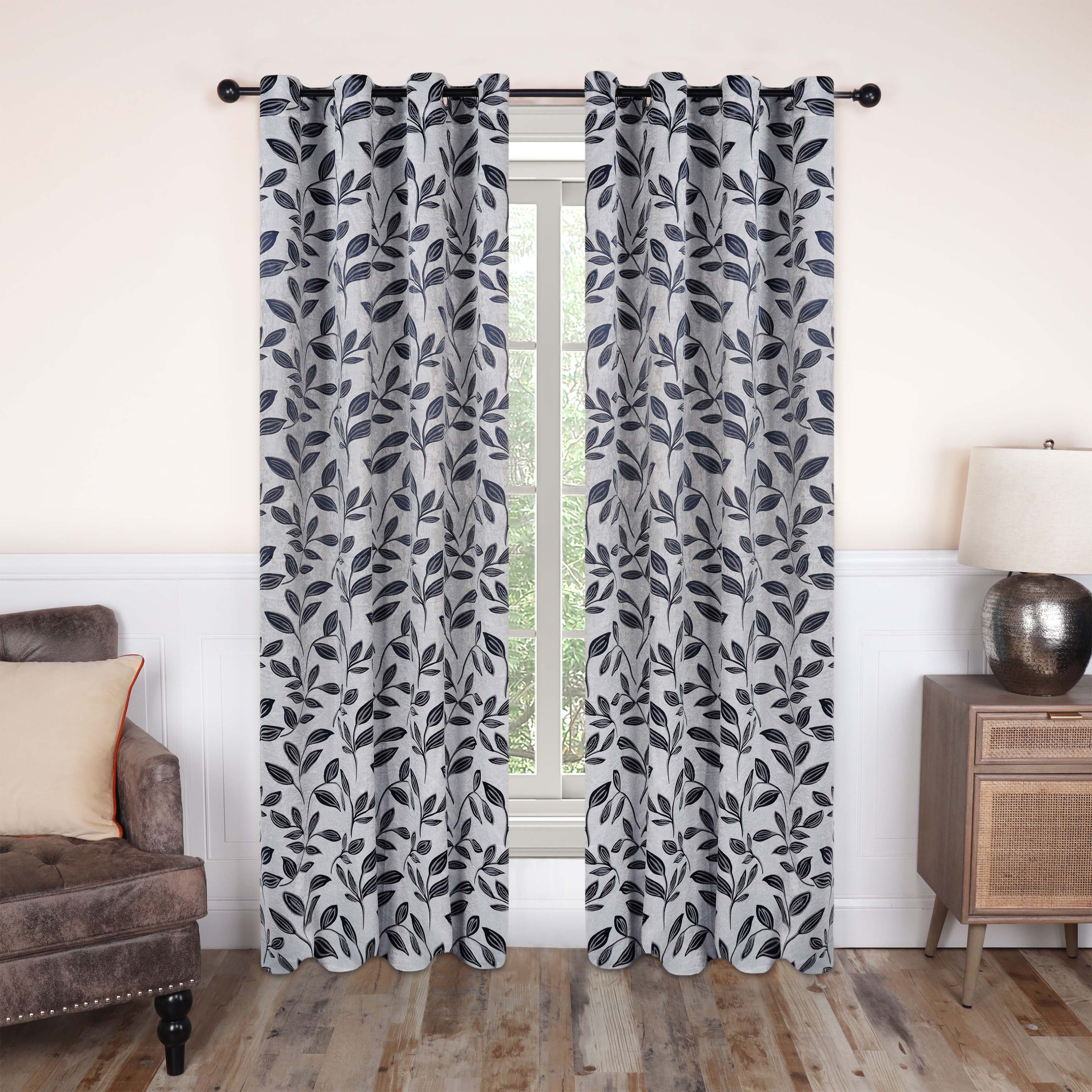 Leaves Machine Washable Room Darkening Blackout Curtains, Set of 2 - Omnigoodsstore