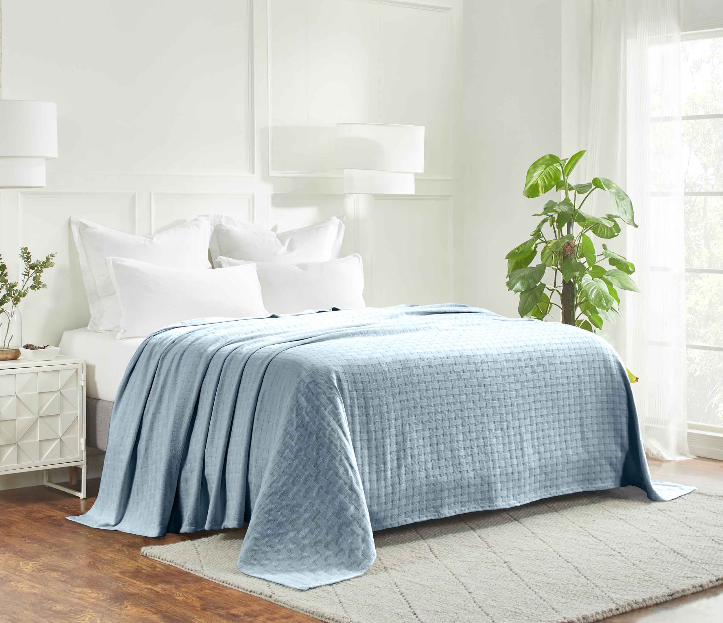 Basketweave All Season Cotton Bed Blanket & Sofa Throw - Omnigoodsstore