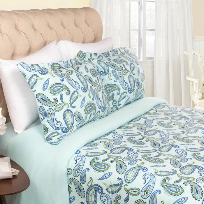 Flannel Reversible Trellis Duvet Cover and Pillow Sham Set - Omnigoodsstore