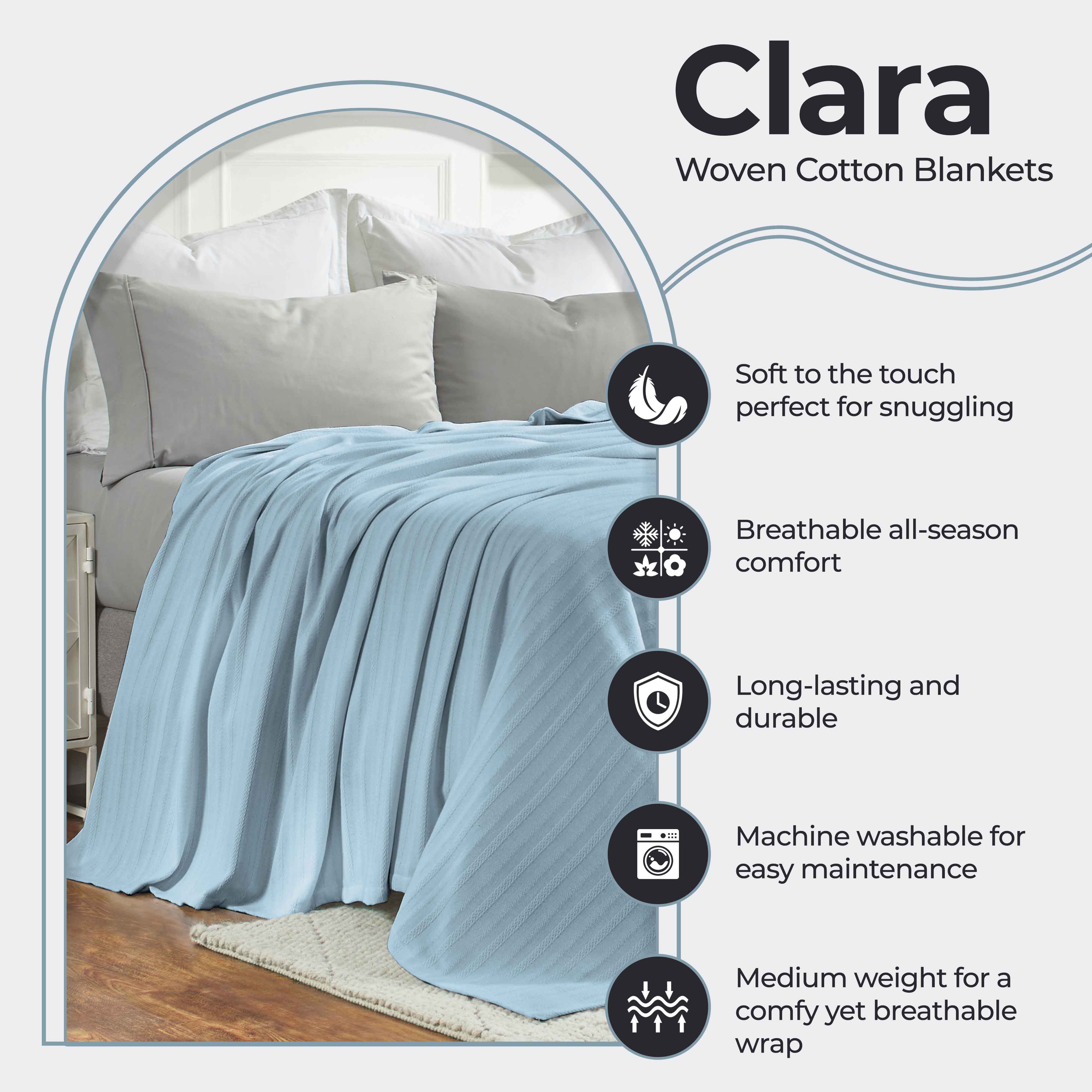 Clara Cotton Textured Striped Lightweight Woven Blanket - Omnigoodsstore