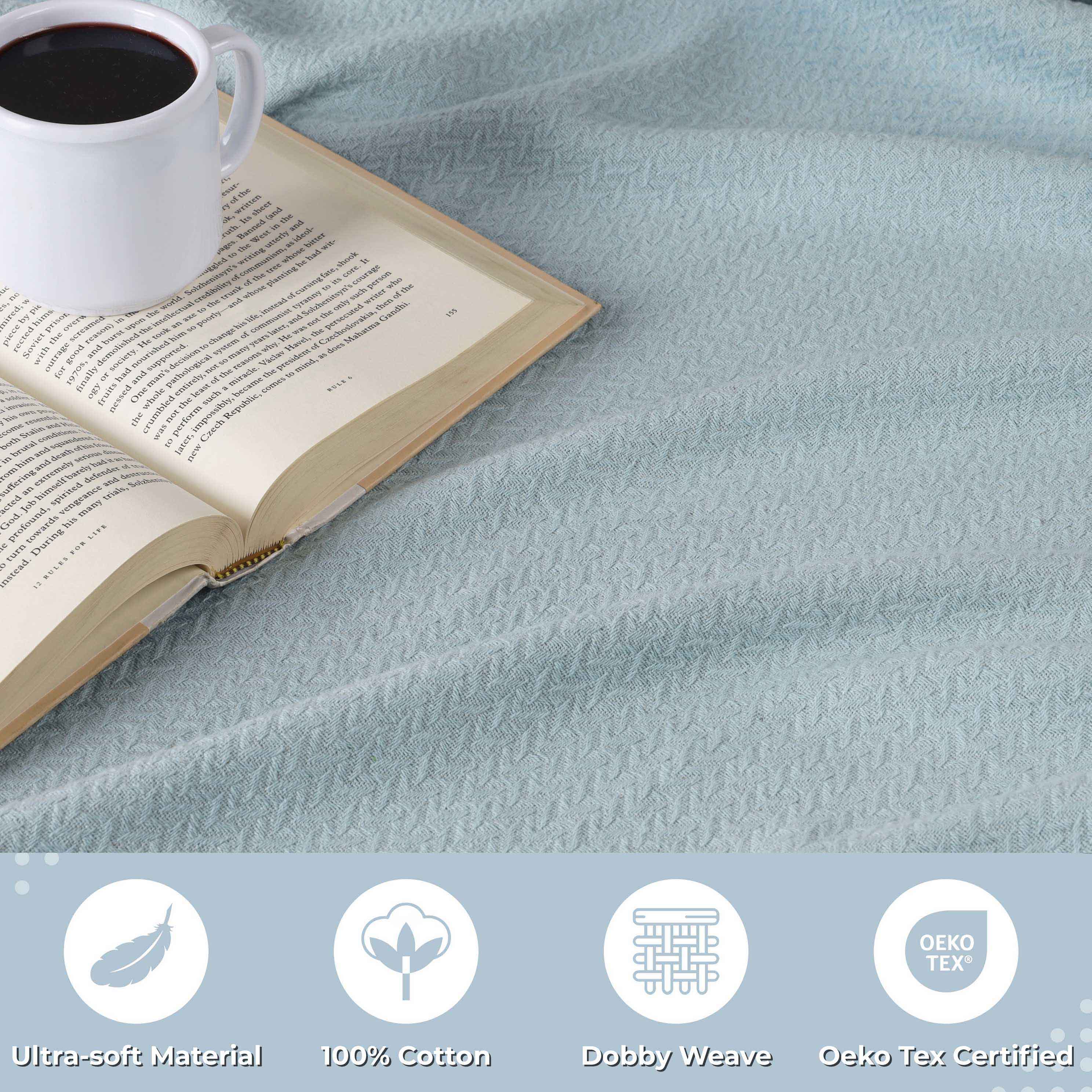 Nobel Cotton Textured Chevron Lightweight Woven Blanket - Omnigoodsstore