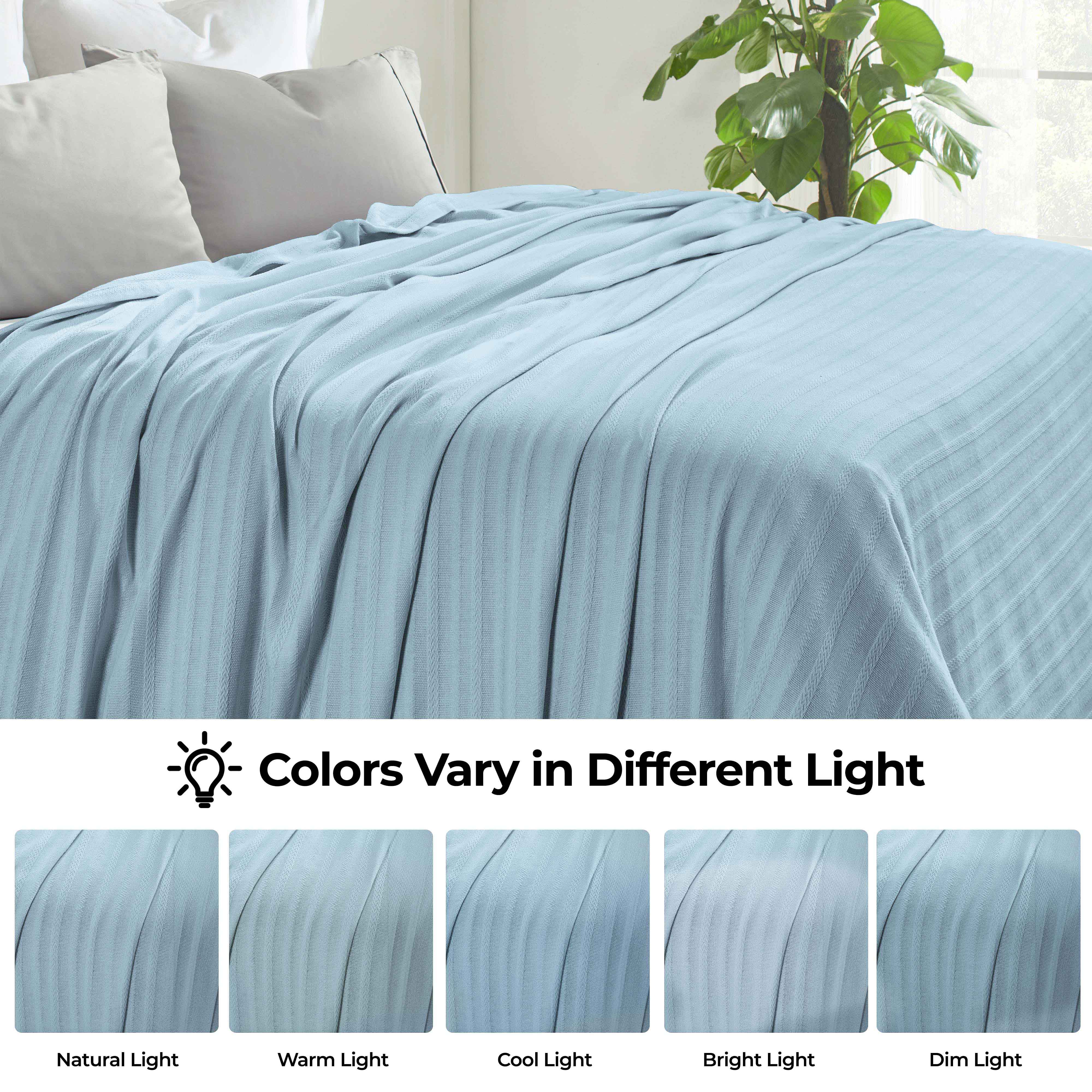 Clara Cotton Textured Striped Lightweight Woven Blanket - Omnigoodsstore