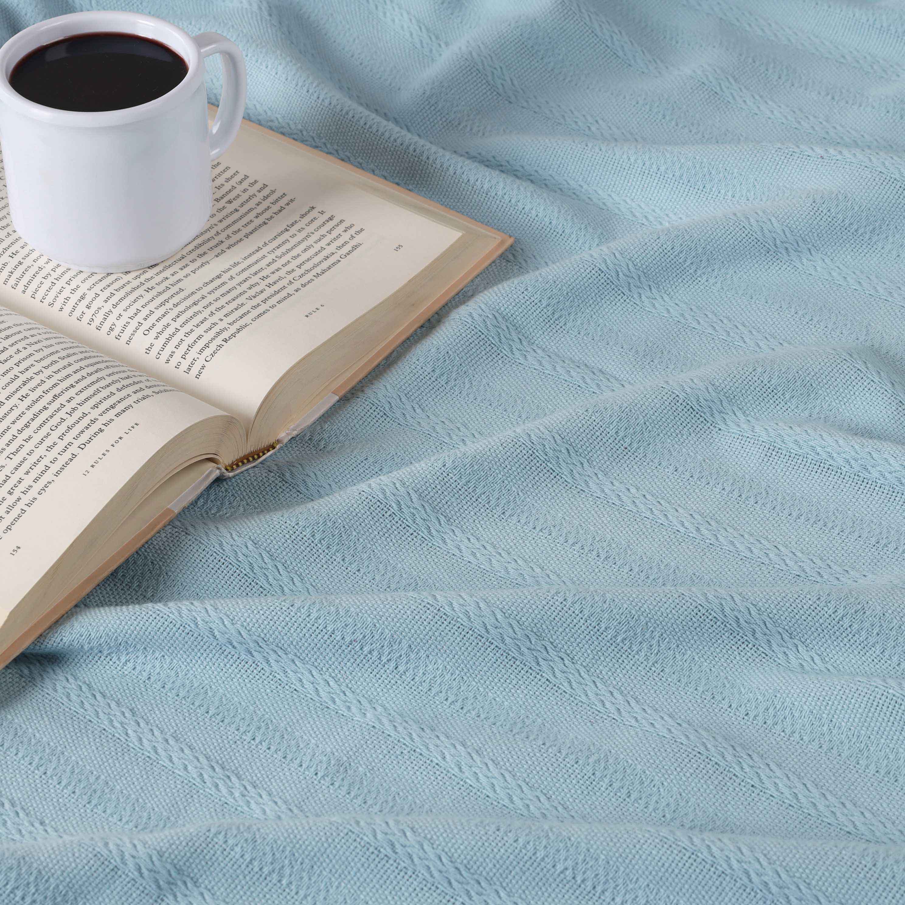 Clara Cotton Textured Striped Lightweight Woven Blanket - Omnigoodsstore