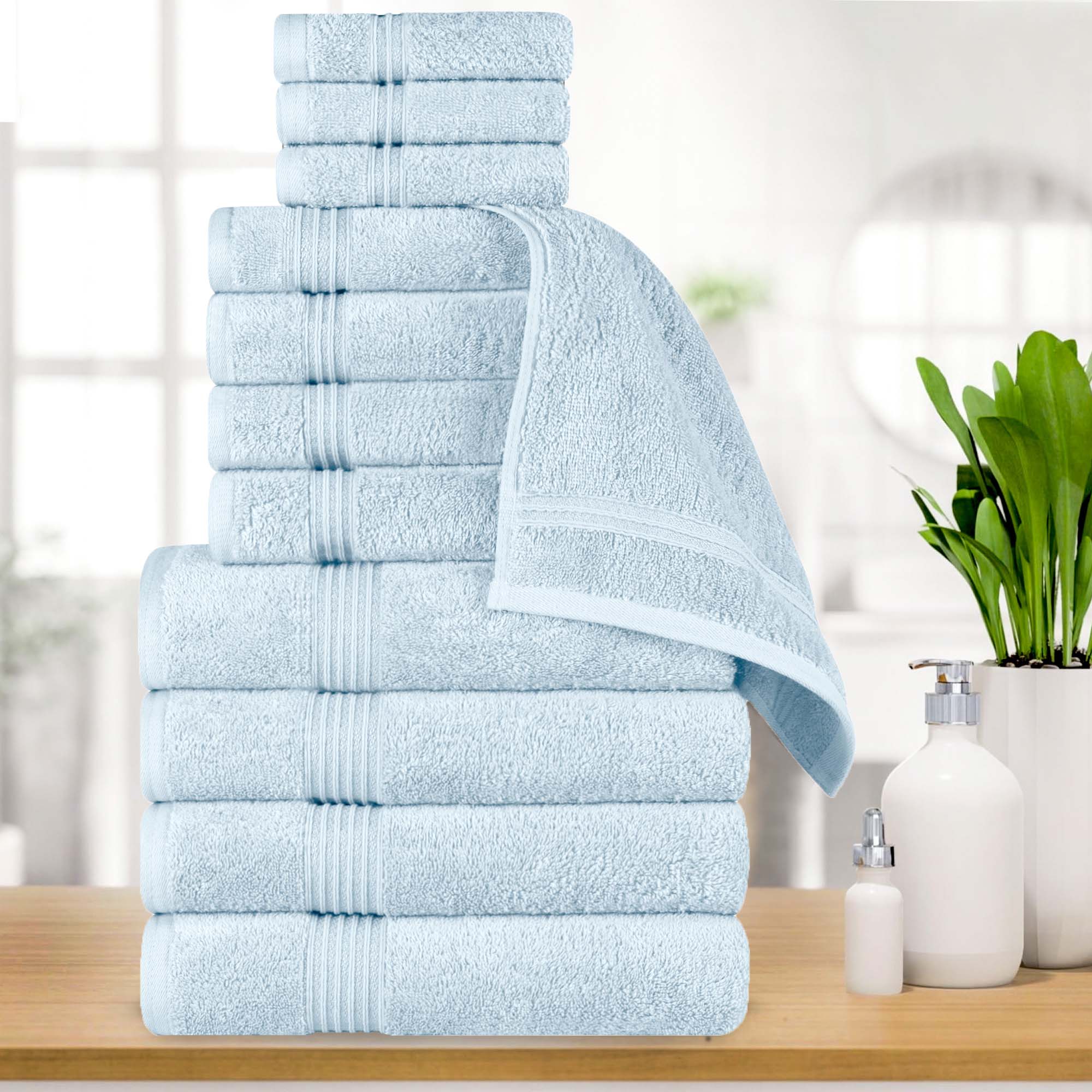 Egyptian Cotton Highly Absorbent Solid 12-Piece Ultra Soft Towel Set - Omnigoodsstore
