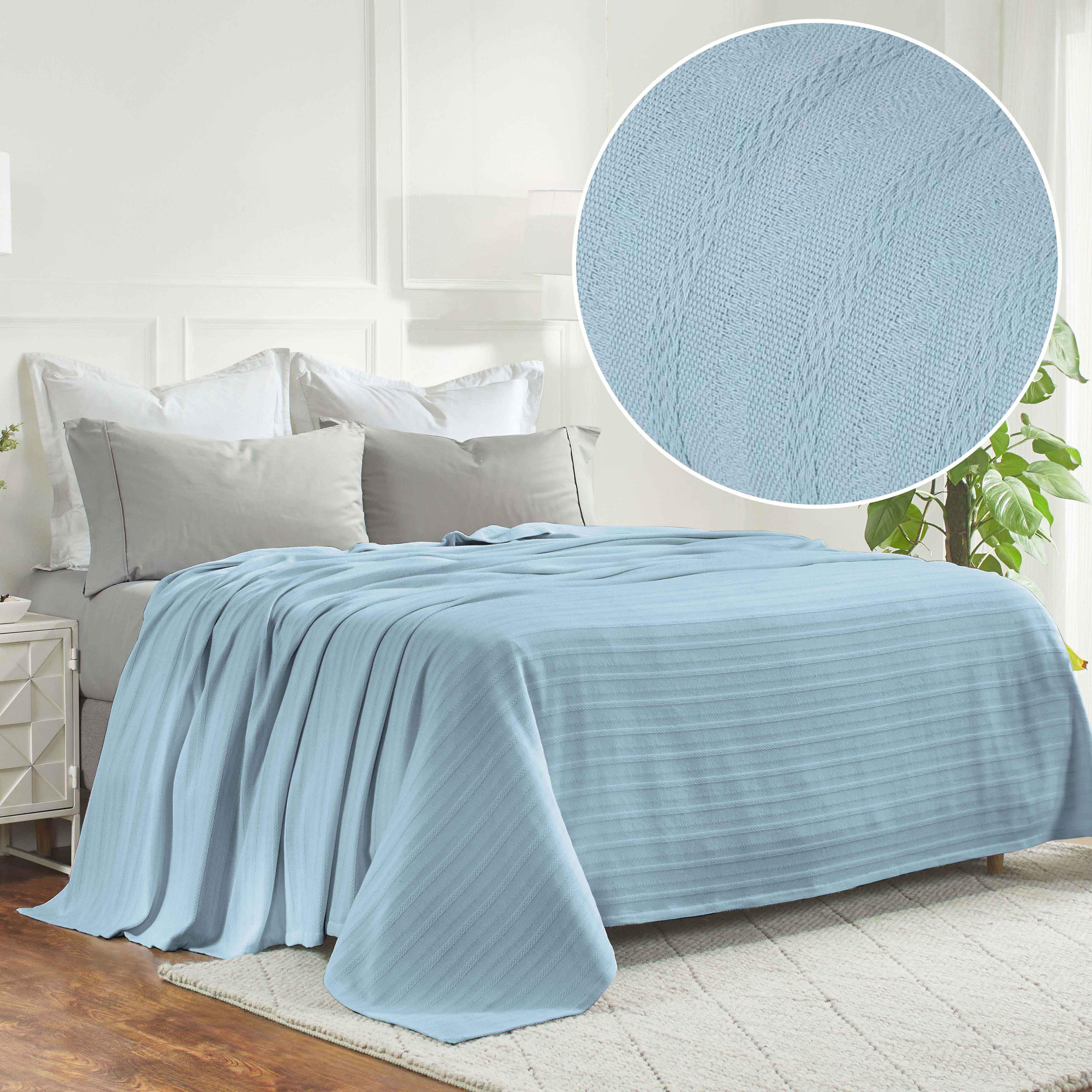 Clara Cotton Textured Striped Lightweight Woven Blanket - Omnigoodsstore