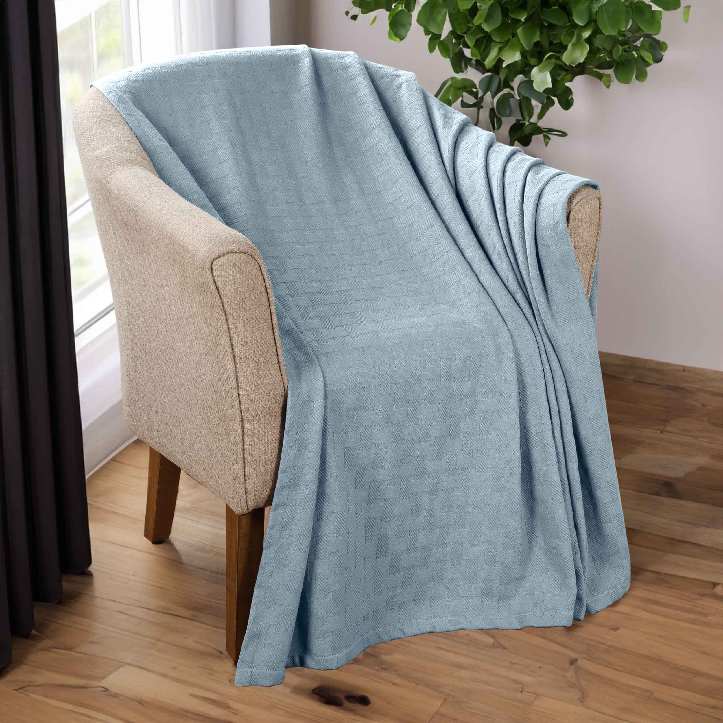Basketweave All Season Cotton Bed Blanket & Sofa Throw - Omnigoodsstore