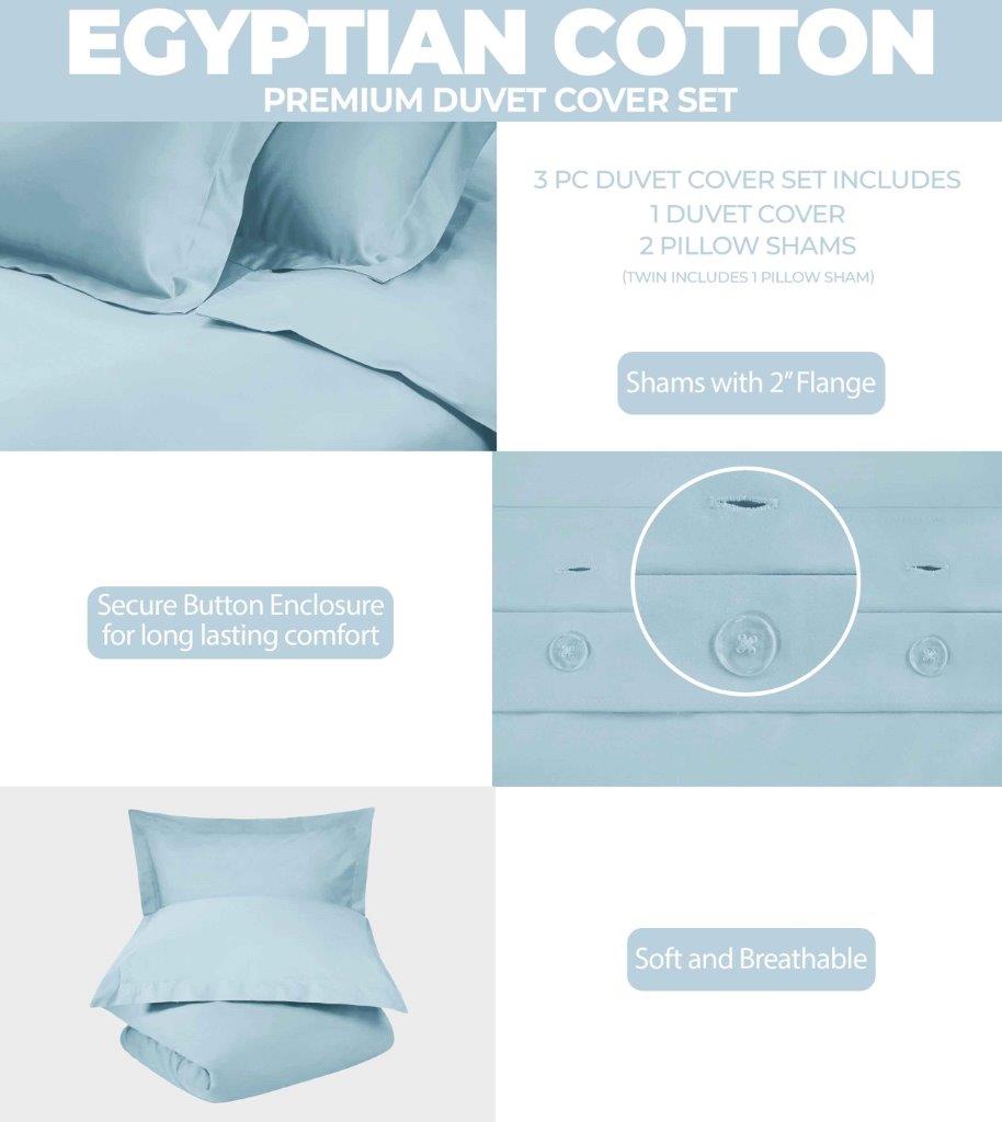 Egyptian Cotton 400 Thread Count Solid Duvet Cover Set - Omnigoodsstore