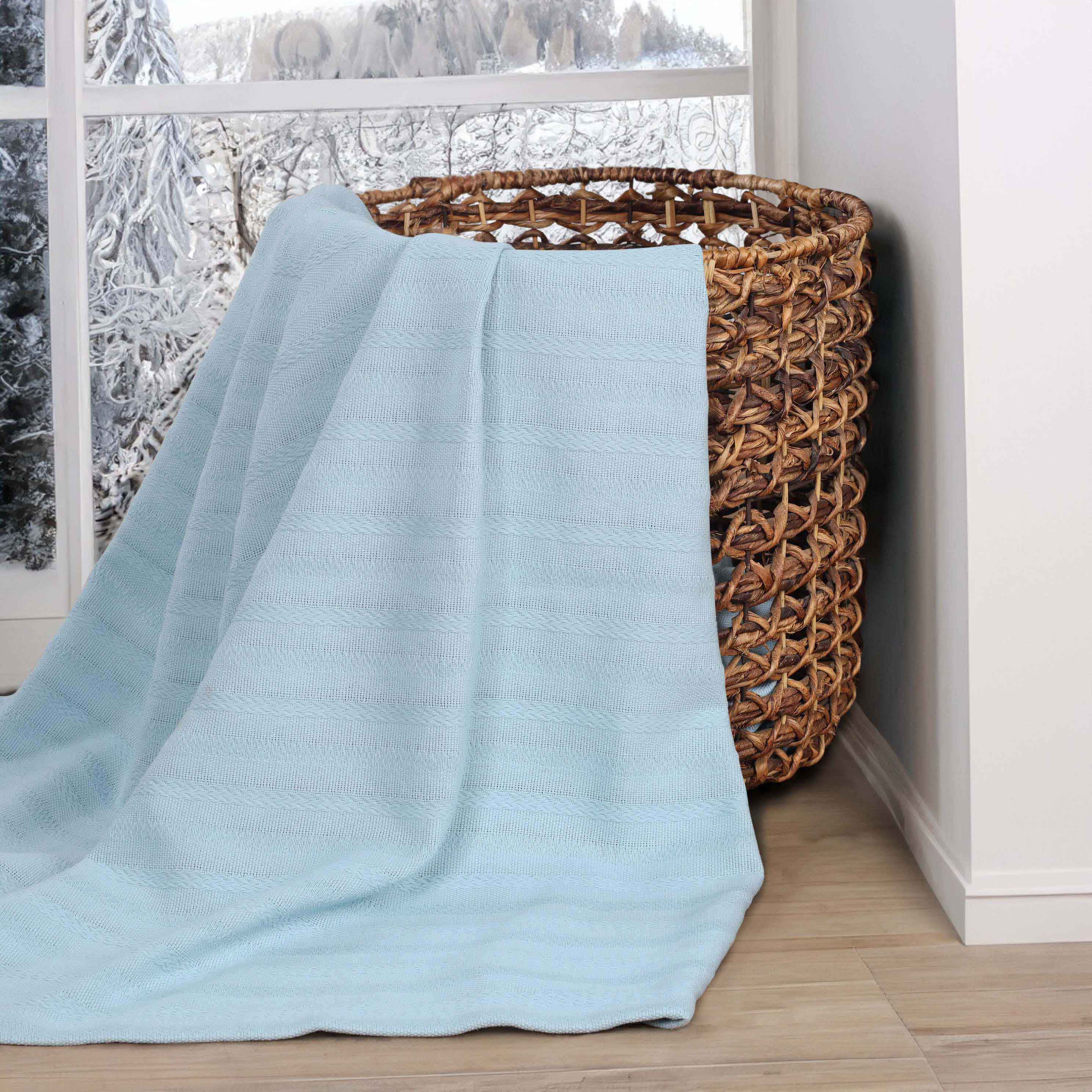 Clara Cotton Textured Striped Lightweight Woven Blanket - Omnigoodsstore