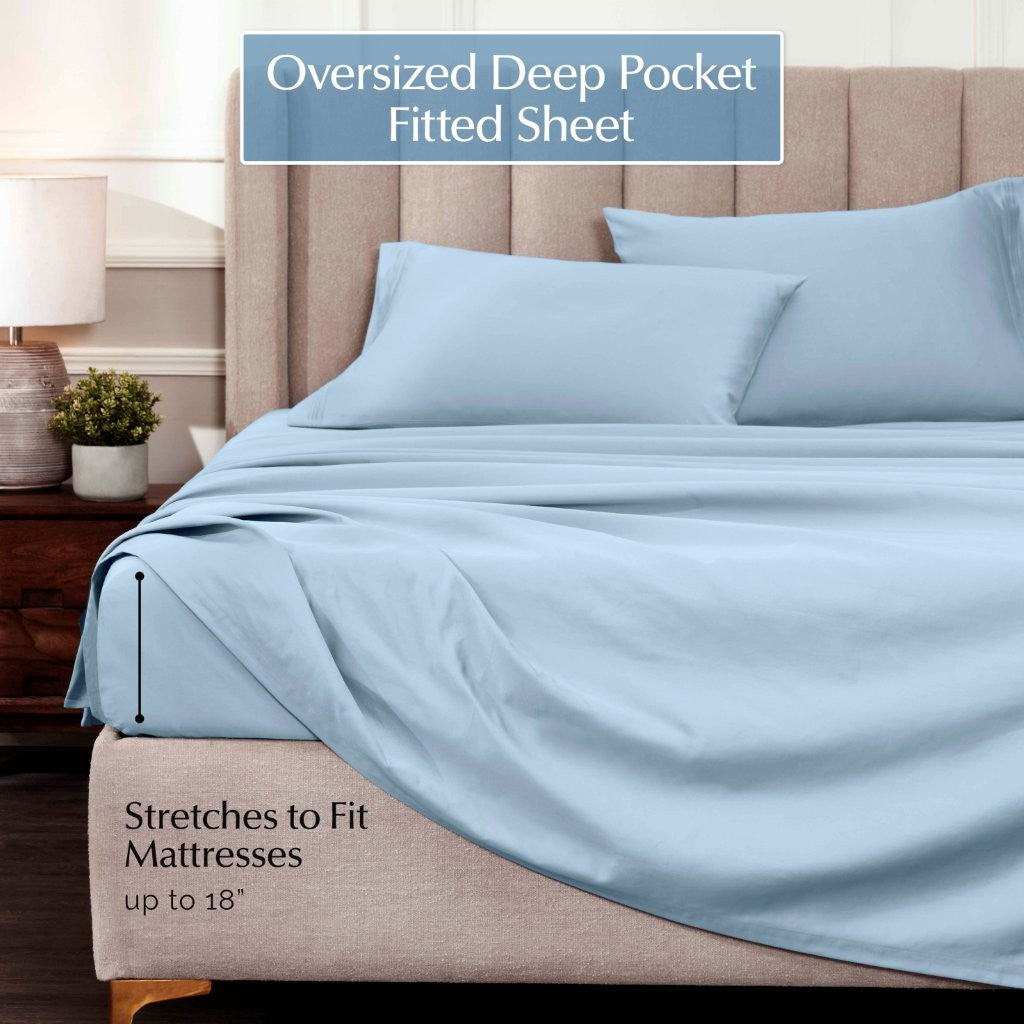 1000 Thread Count Egyptian Cotton Bed Sheet Set Olympic Queen - Omnigoodsstore