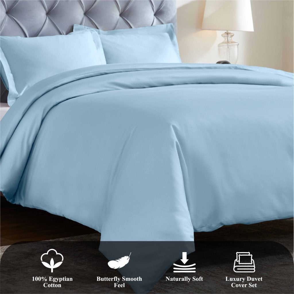 1200 Thread Count Egyptian Solid Cotton Duvet Cover Set - Omnigoodsstore