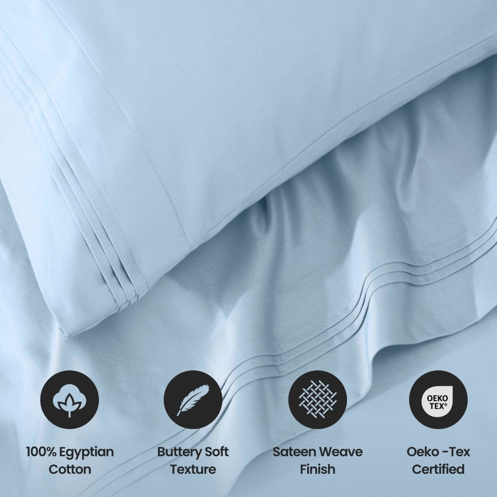 1000 Thread Count Egyptian Cotton Bed Sheet Set Olympic Queen - Omnigoodsstore