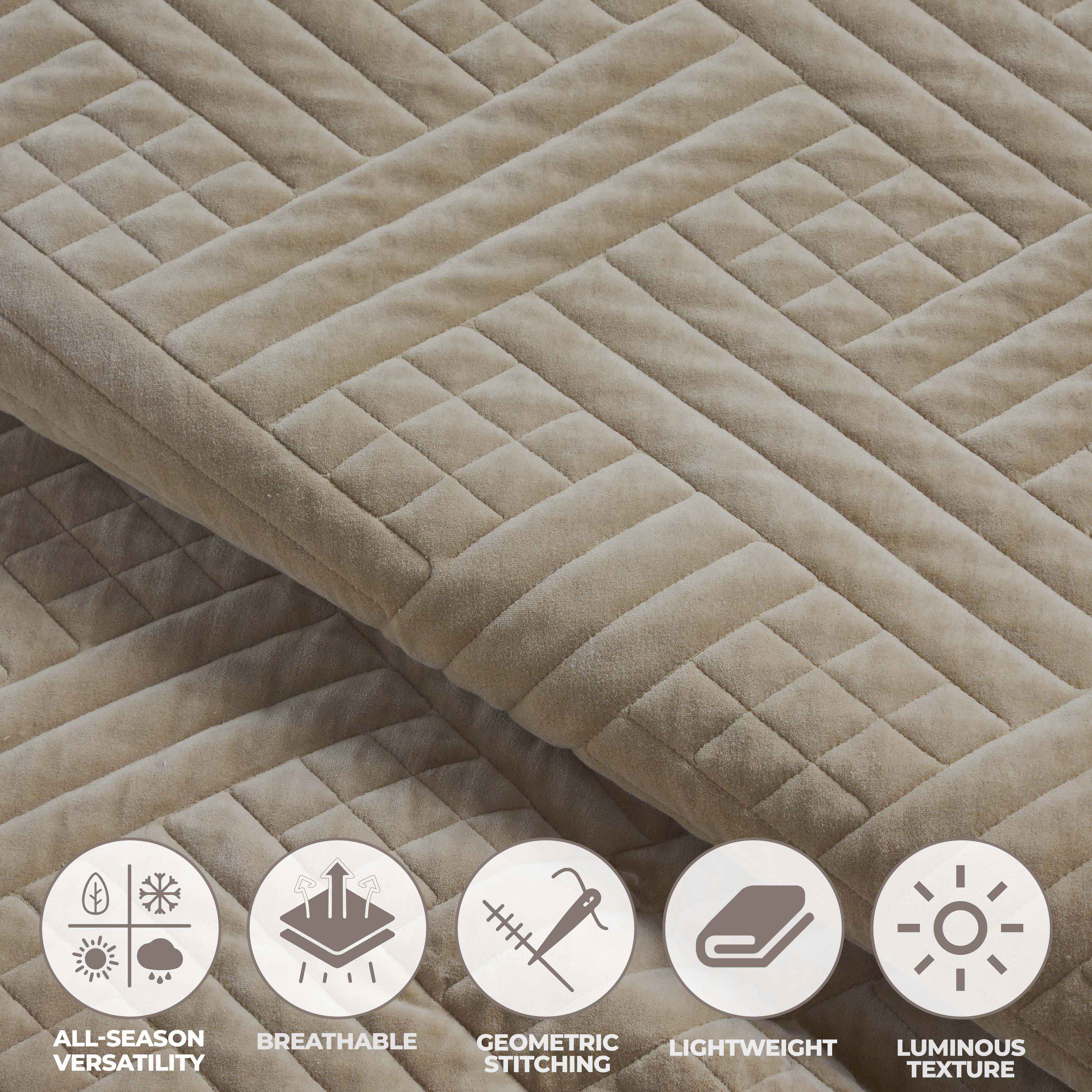 Karina Cotton Velvet Lightweight Quilt and Sham Set - Omnigoodsstore