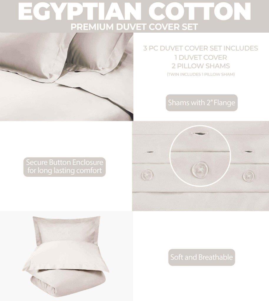 Egyptian Cotton 300 Thread Count Solid Duvet Cover Set - Omnigoodsstore