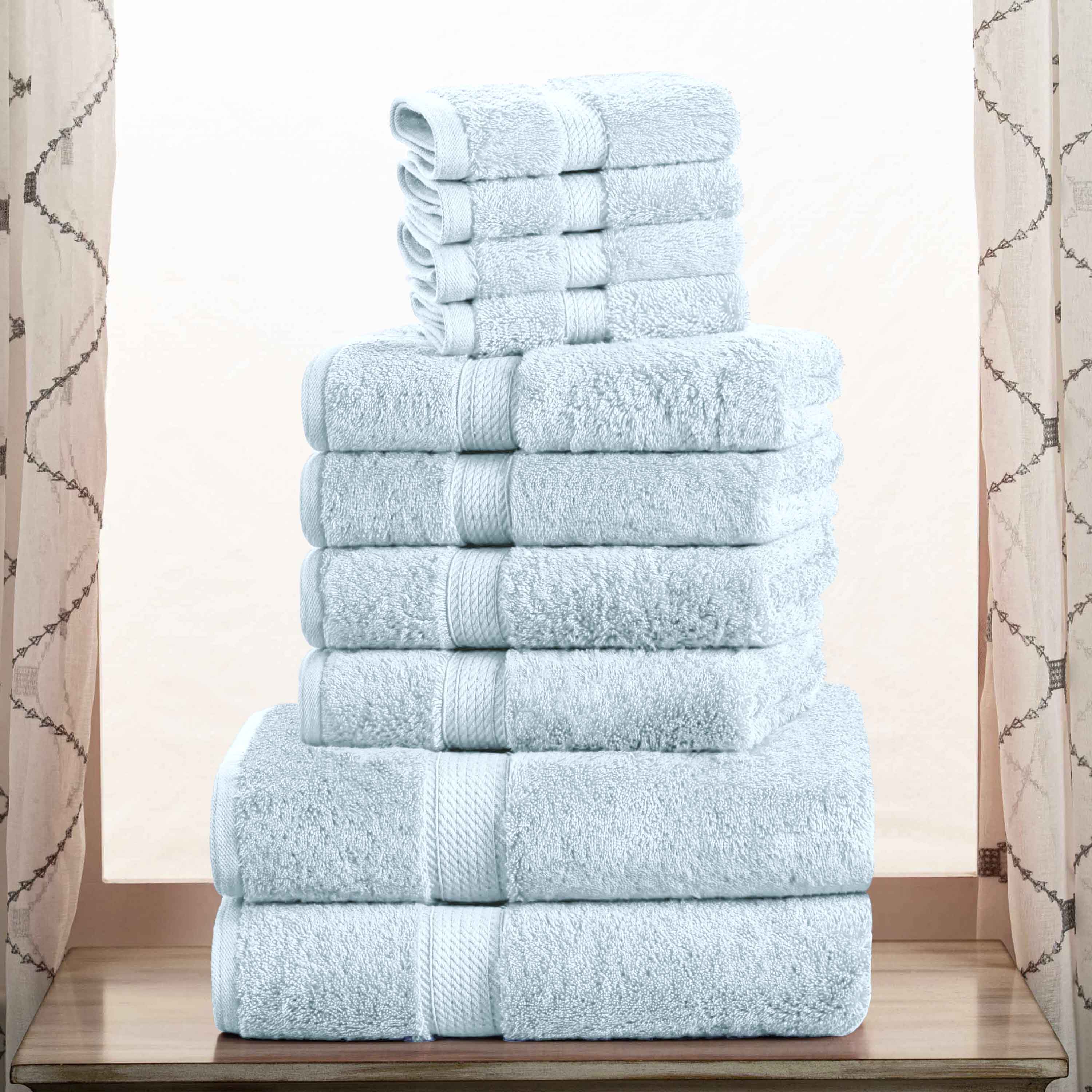 Egyptian Cotton Pile Plush Heavyweight Luxury Soft 10-Piece Towel Set - Omnigoodsstore