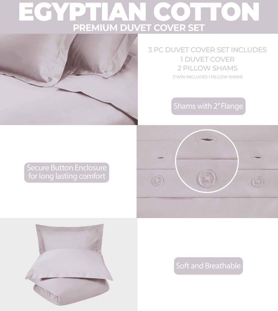 Egyptian Cotton 300 Thread Count Solid Duvet Cover Set - Omnigoodsstore
