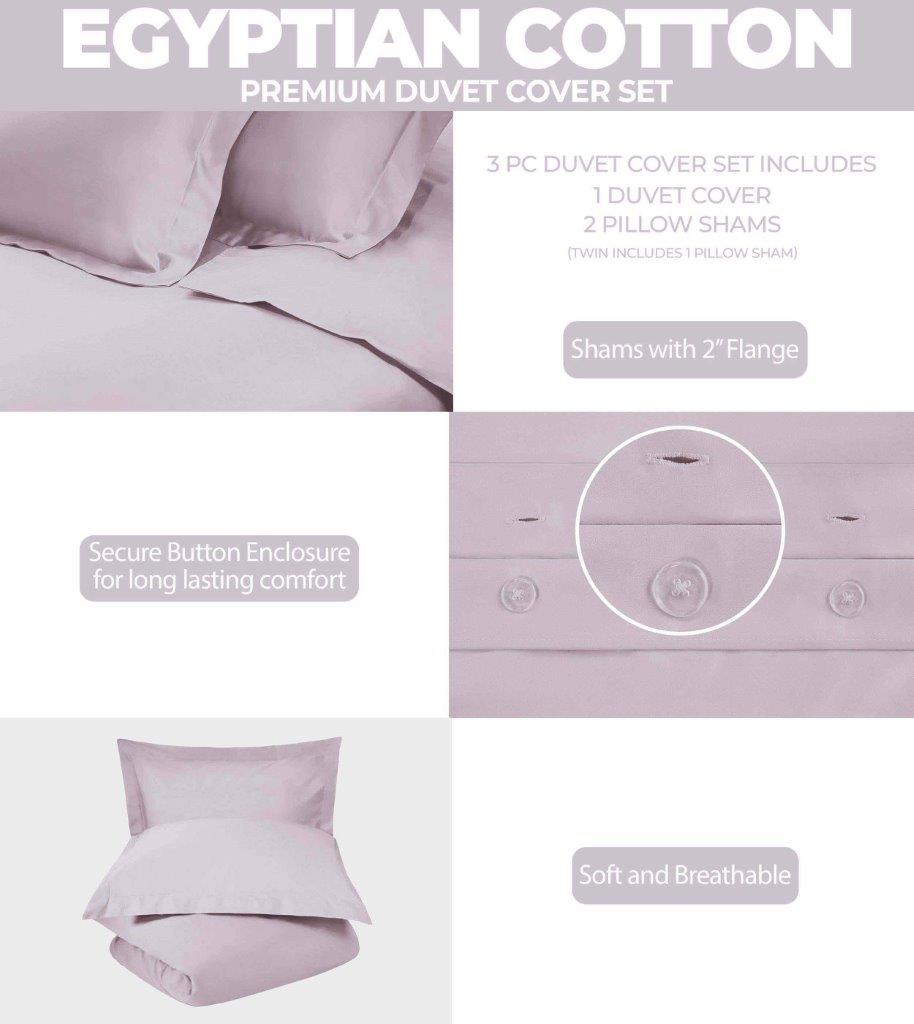 Egyptian Cotton 400 Thread Count Solid Duvet Cover Set - Omnigoodsstore
