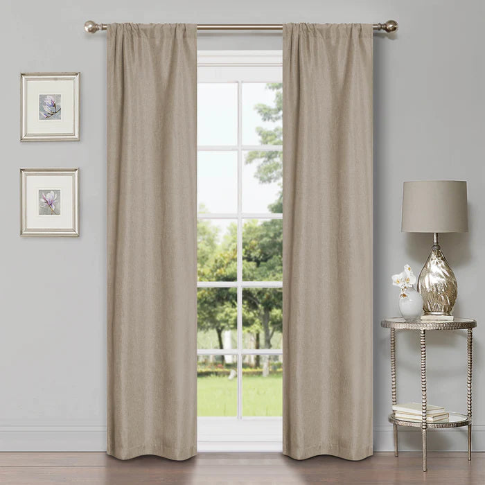 Linen Washable Room Darkening Blackout Curtain Panel Set - Omnigoodsstore