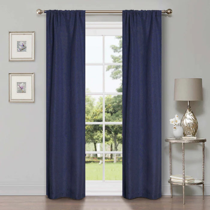 Linen Washable Room Darkening Blackout Curtain Panel Set - Omnigoodsstore