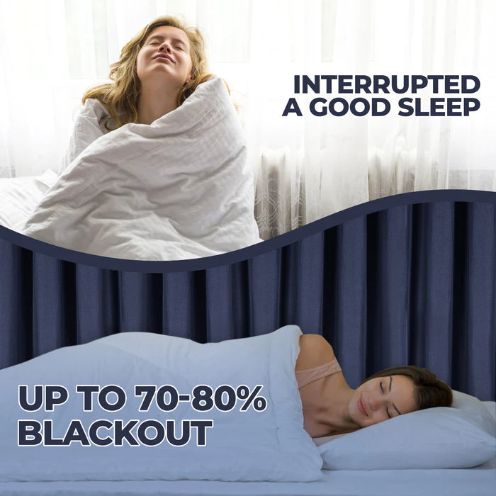 Linen Washable Room Darkening Blackout Curtain Panel Set - Omnigoodsstore