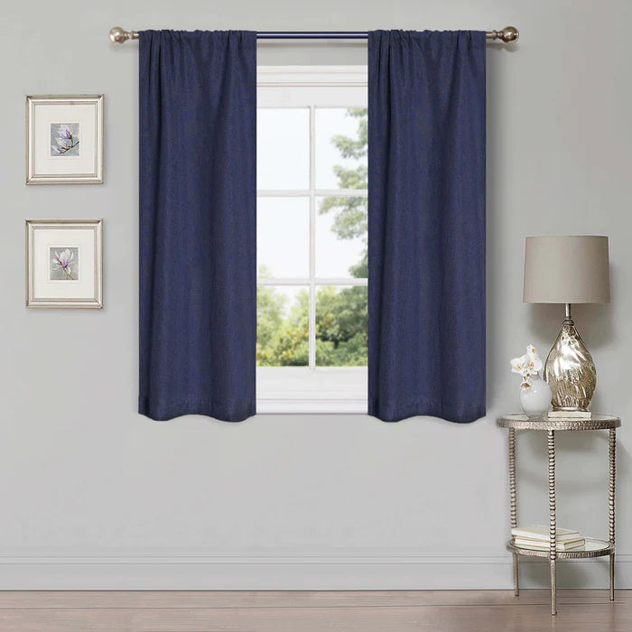 Linen Washable Room Darkening Blackout Curtain Panel Set - Omnigoodsstore