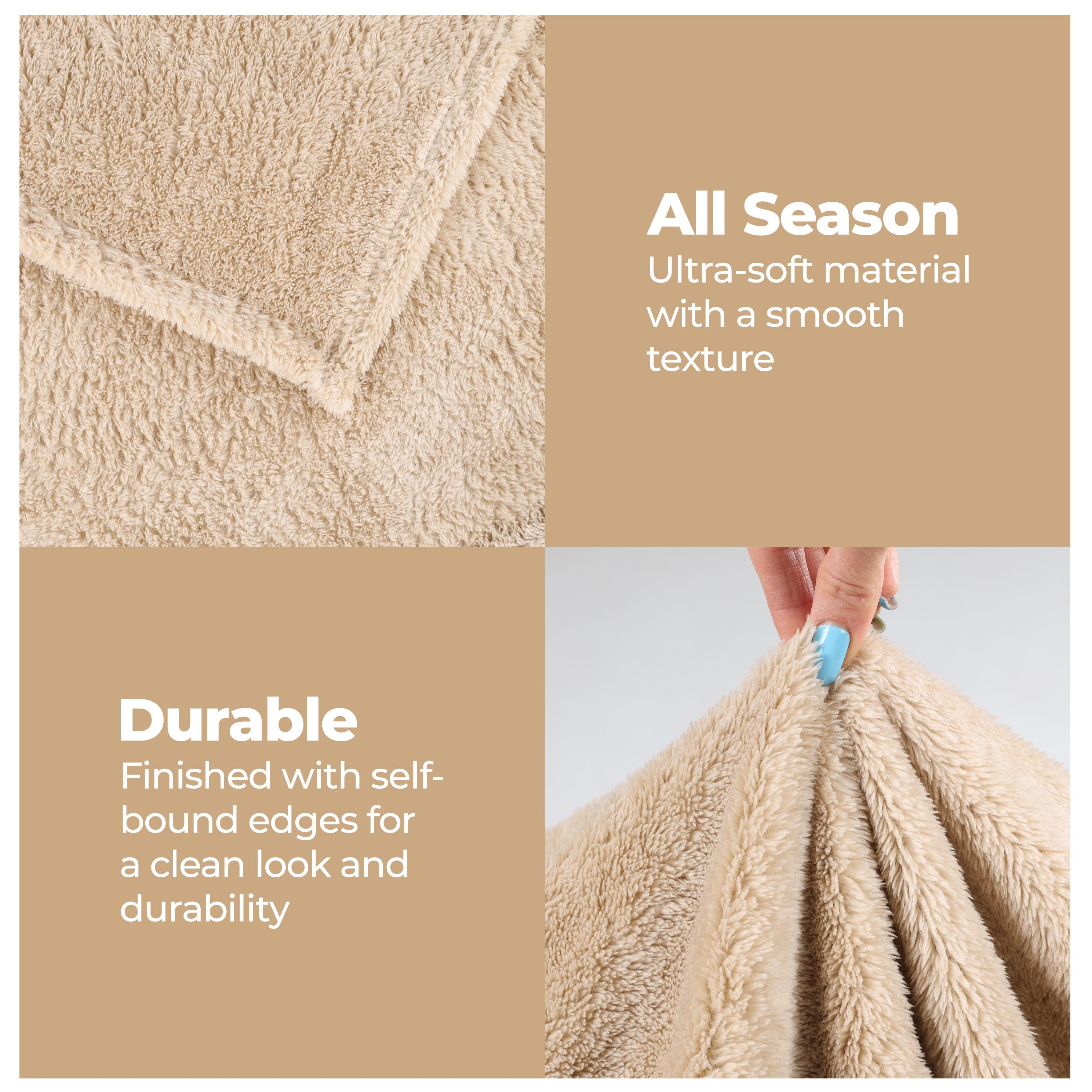 Classic Solid Fleece Plush Medium Weight Fluffy Soft Blanket - Omnigoodsstore