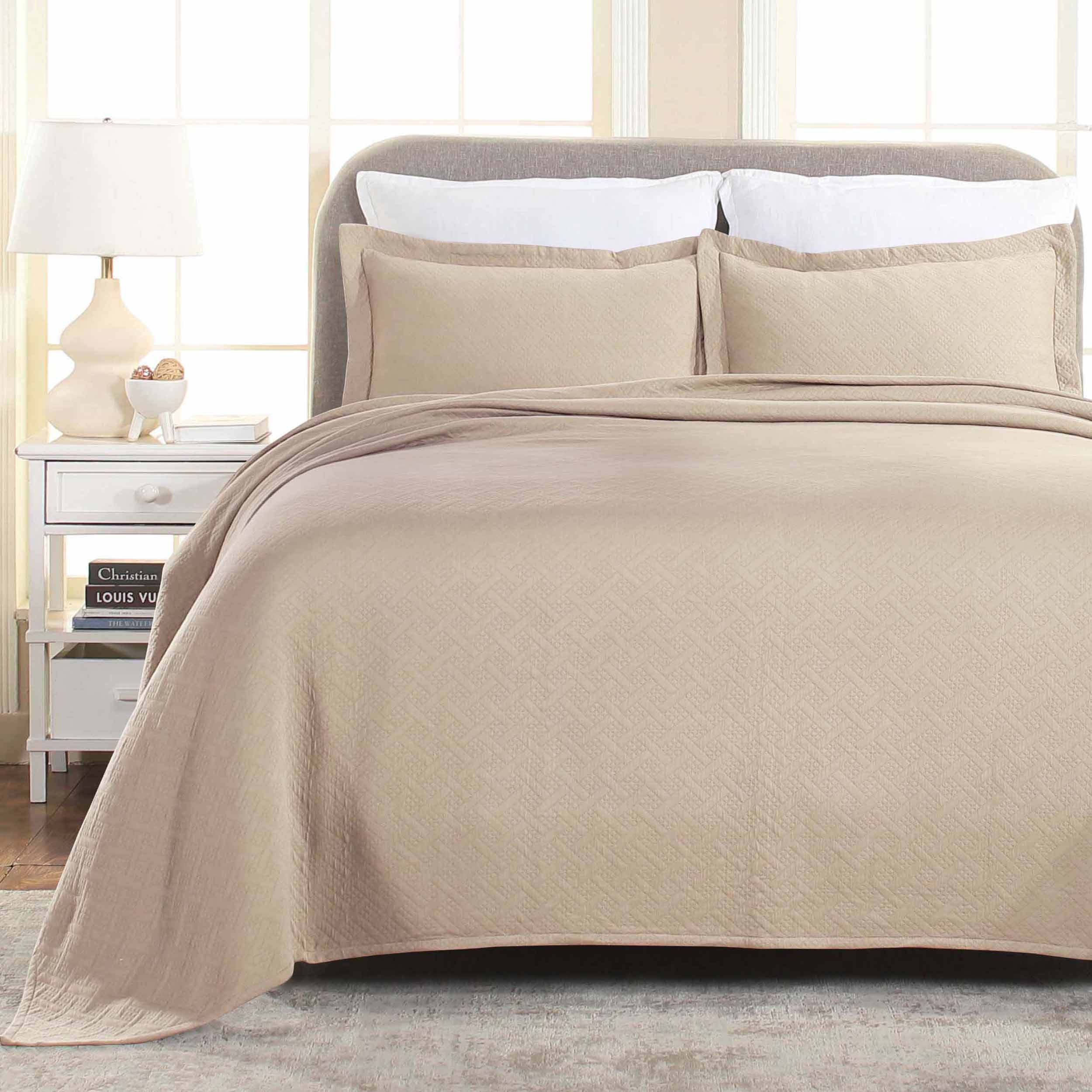 Basket Weave Matelasse Cotton Bedspread Set - Omnigoodsstore