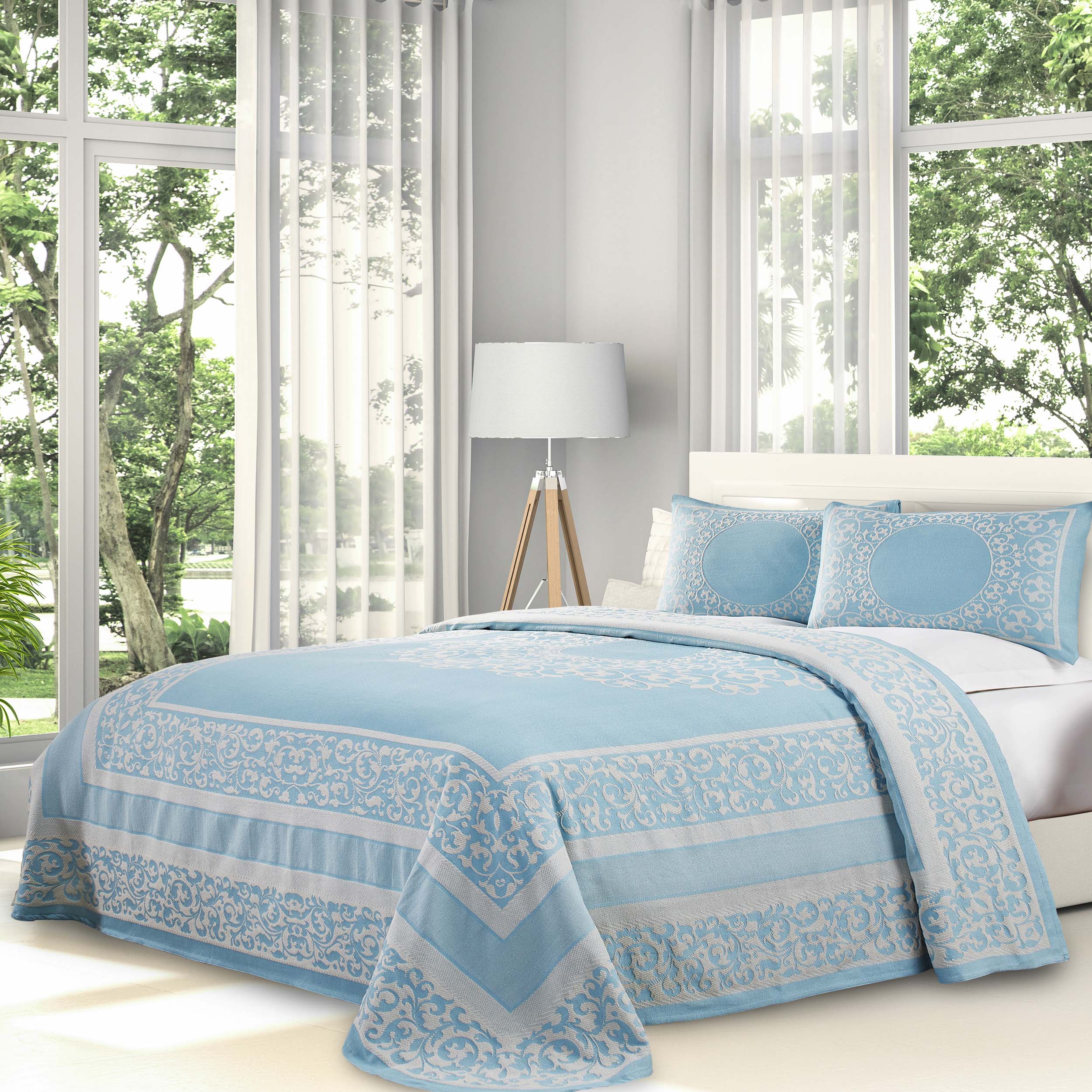 Boho Mandala Cotton Blend Woven Jacquard Bedspread Set - Omnigoodsstore