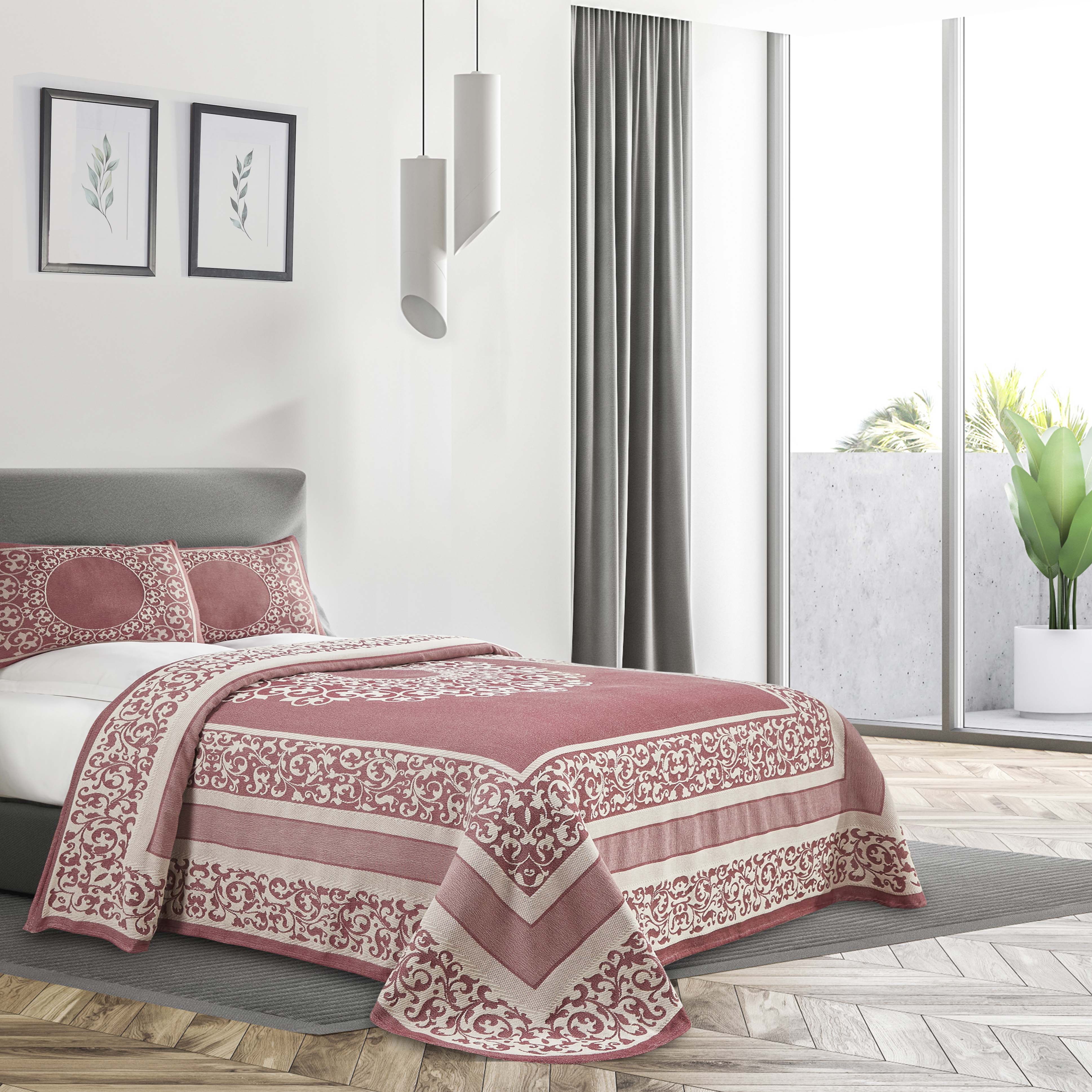 Boho Mandala Cotton Blend Woven Jacquard Bedspread Set - Omnigoodsstore
