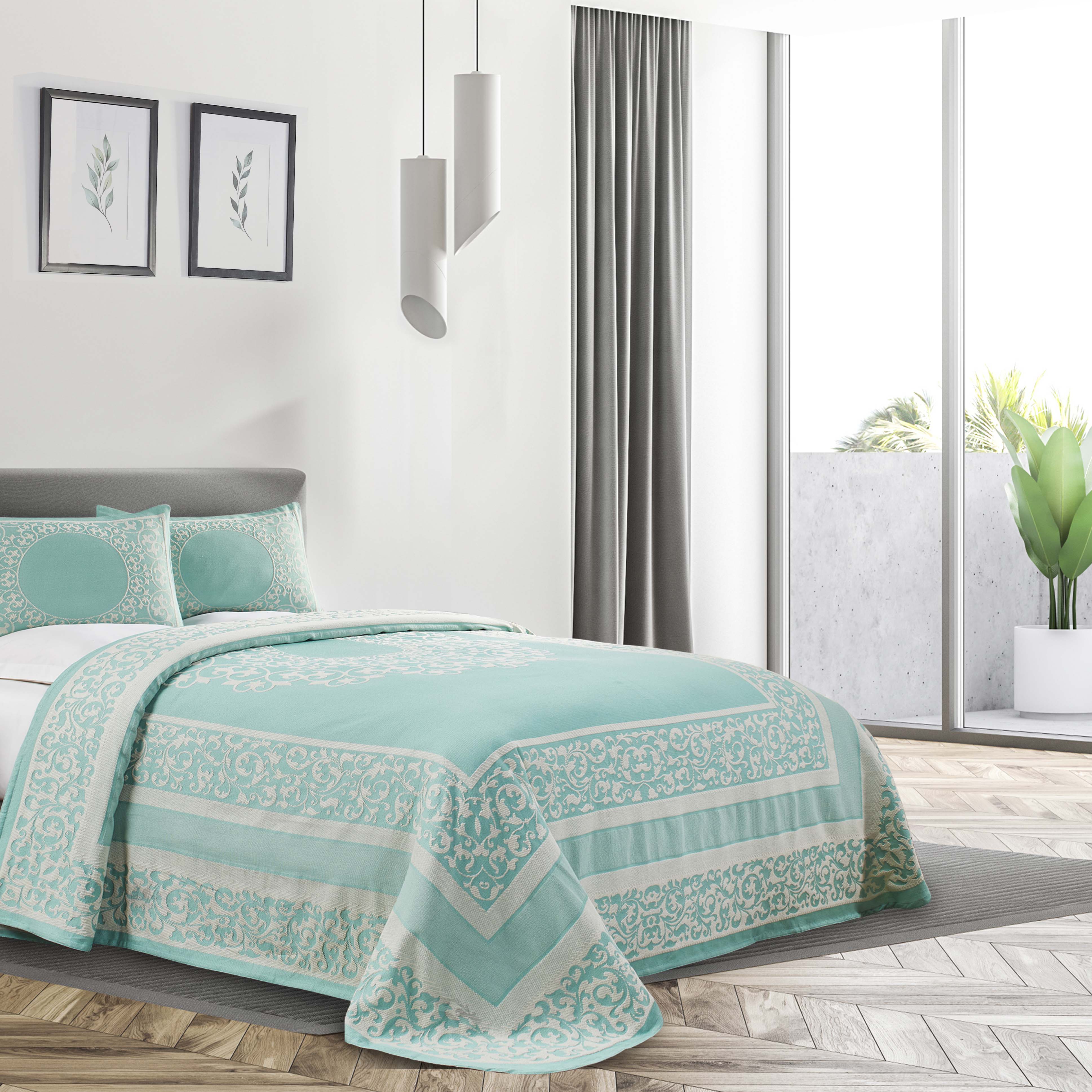 Boho Mandala Cotton Blend Woven Jacquard Bedspread Set - Omnigoodsstore