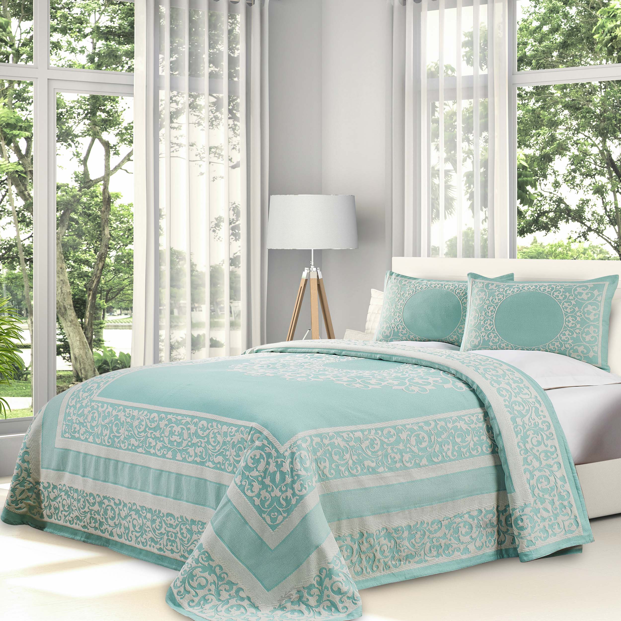 Boho Mandala Cotton Blend Woven Jacquard Bedspread Set - Omnigoodsstore