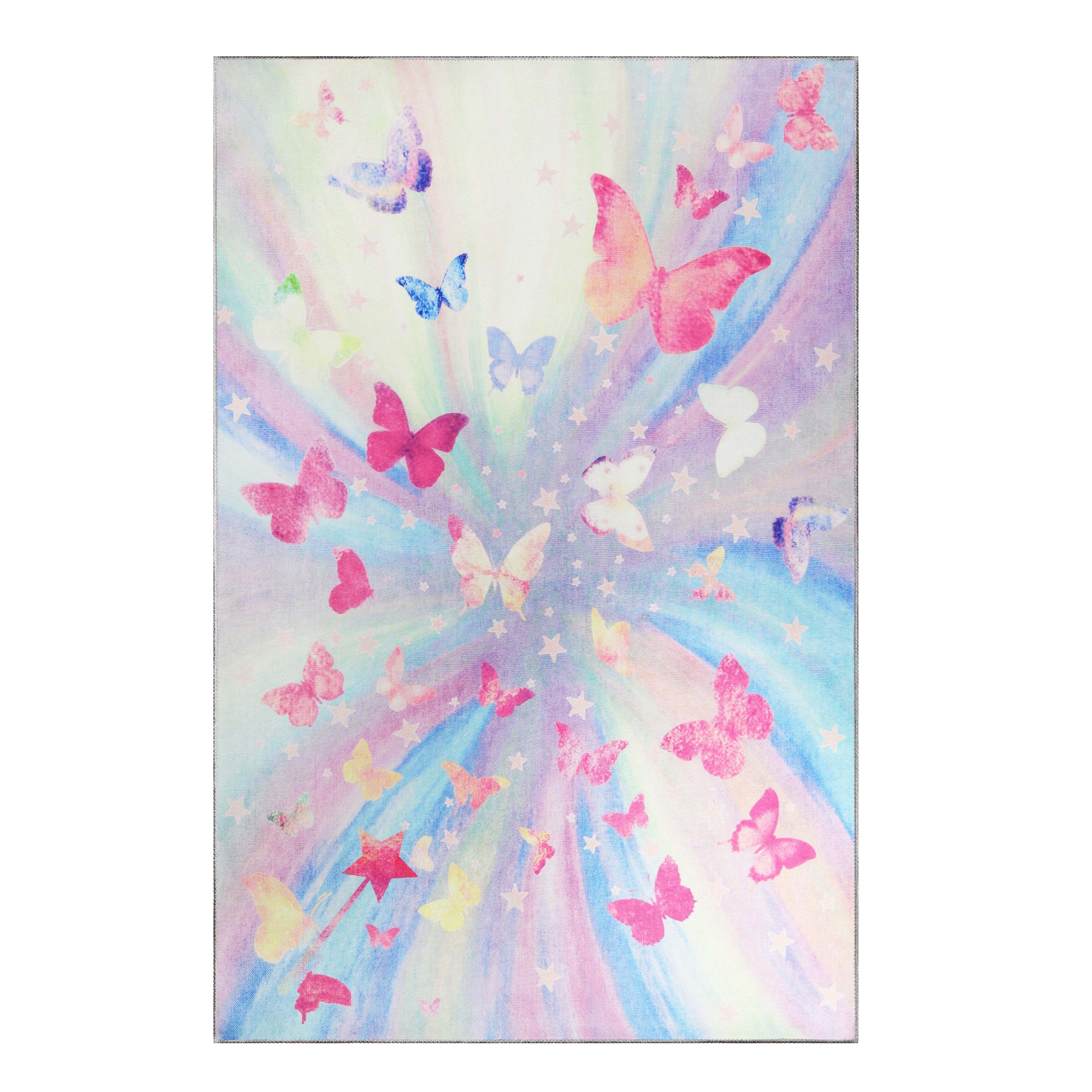Butterfly Non-Slip Kids Playroom Nursery Washable Indoor Area Rug - Omnigoodsstore