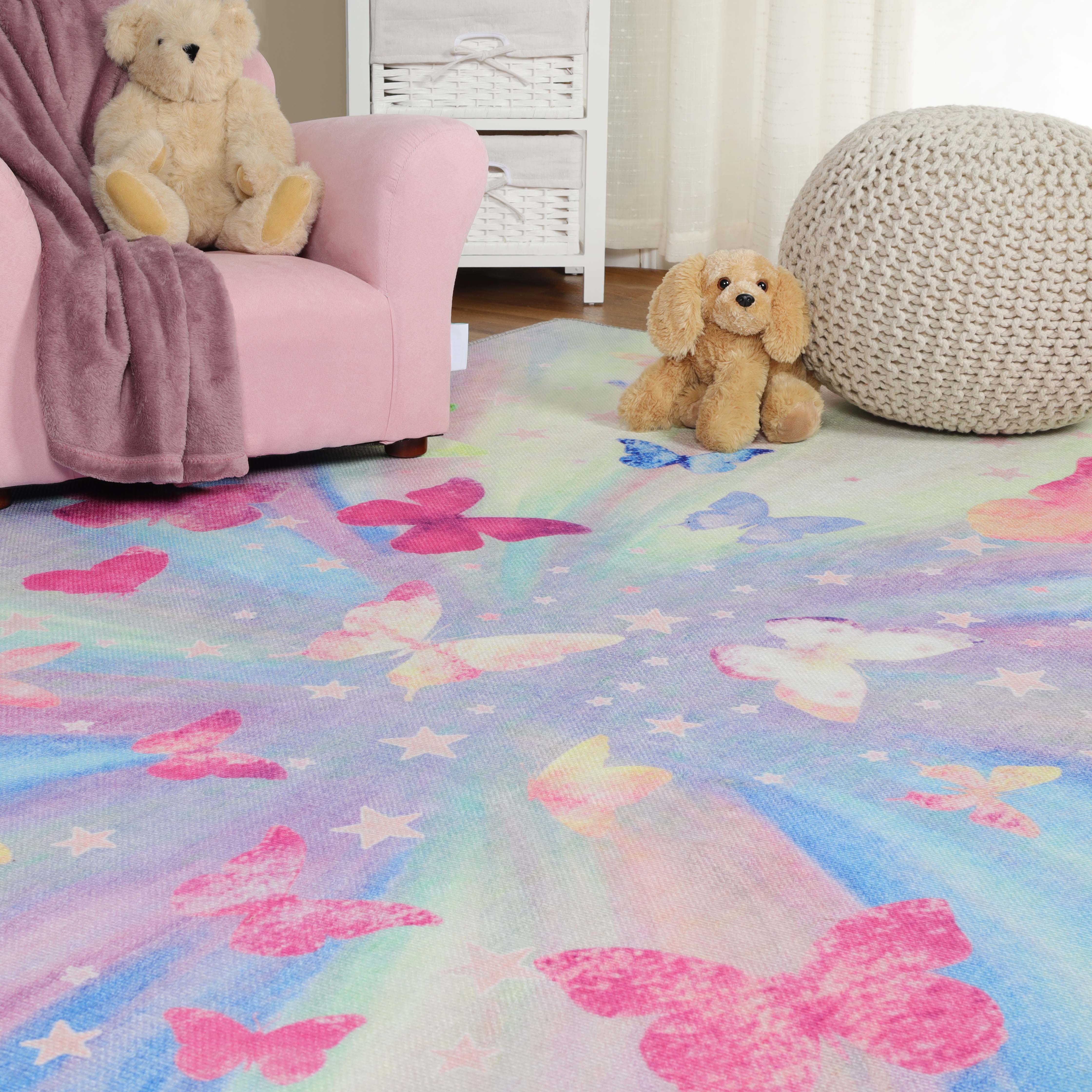 Butterfly Non-Slip Kids Playroom Nursery Washable Indoor Area Rug - Omnigoodsstore
