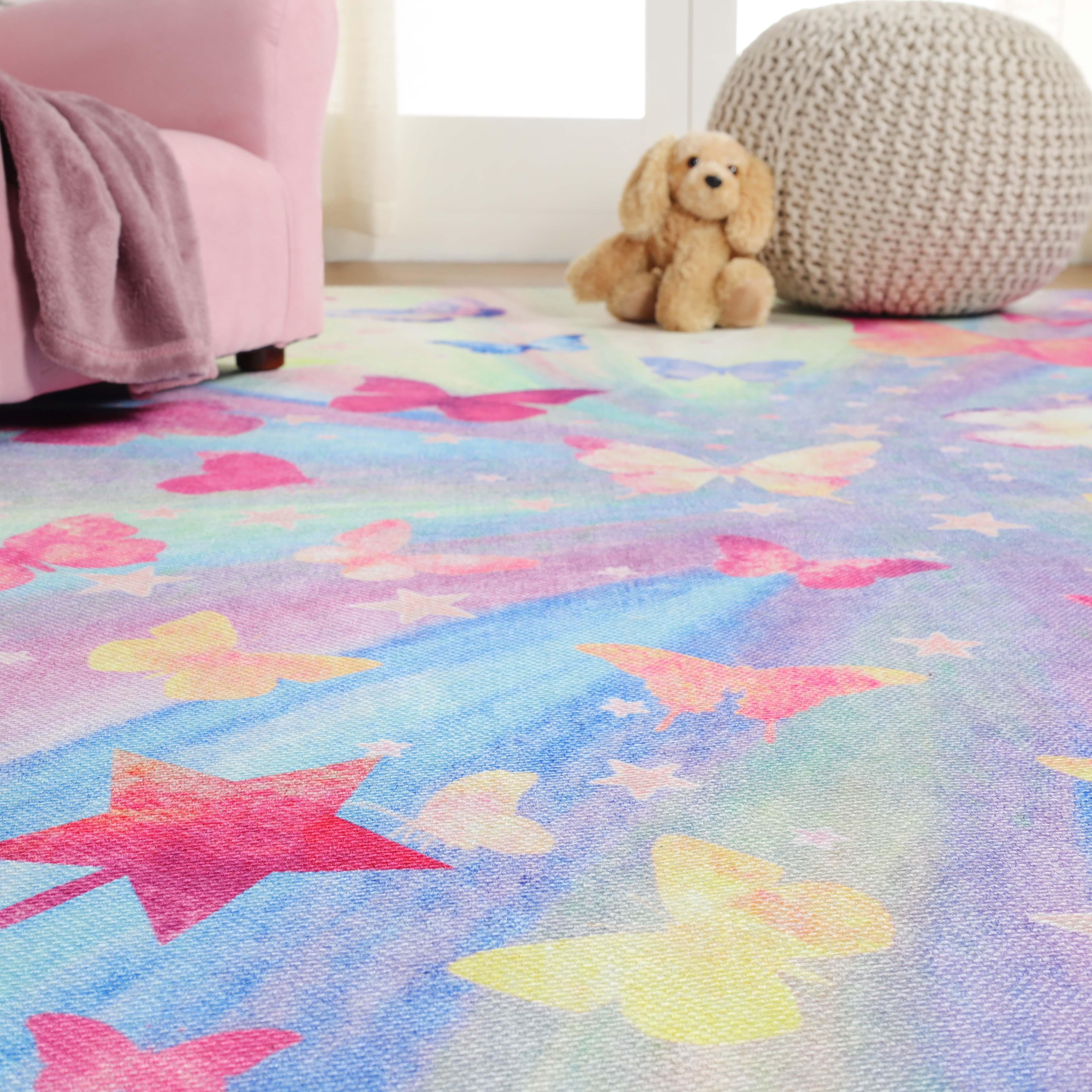 Butterfly Non-Slip Kids Playroom Nursery Washable Indoor Area Rug - Omnigoodsstore