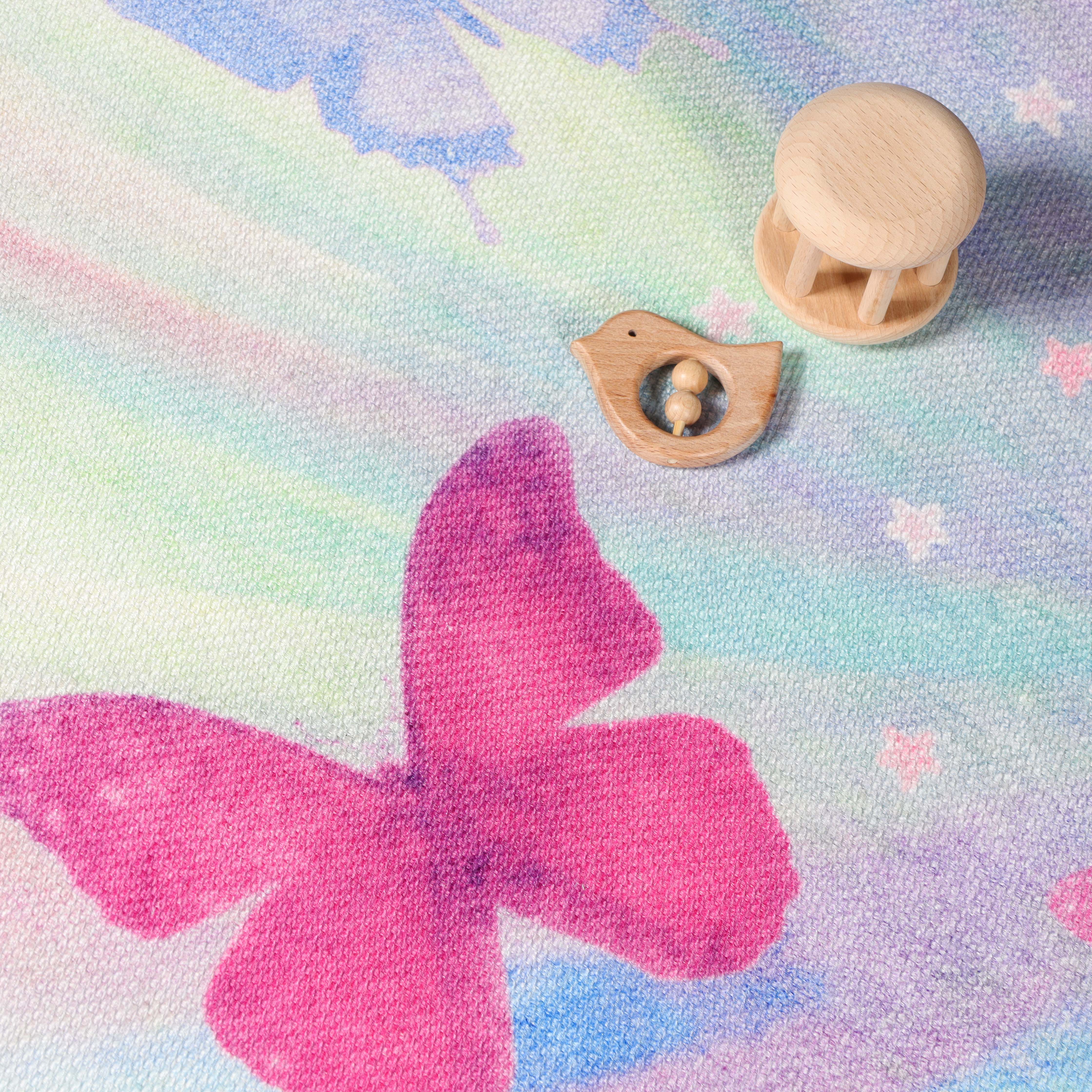 Butterfly Non-Slip Kids Playroom Nursery Washable Indoor Area Rug - Omnigoodsstore