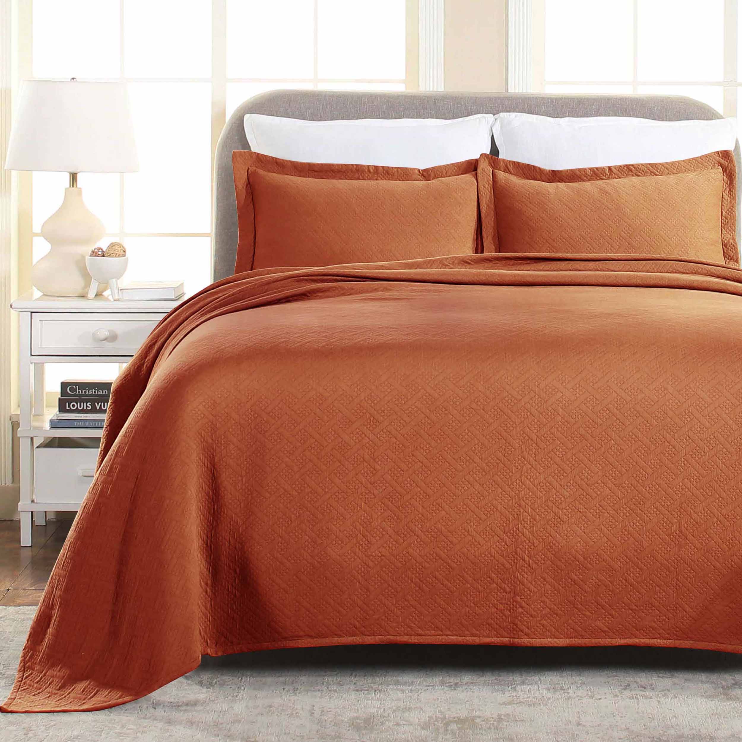 Basket Weave Matelasse Cotton Bedspread Set - Omnigoodsstore