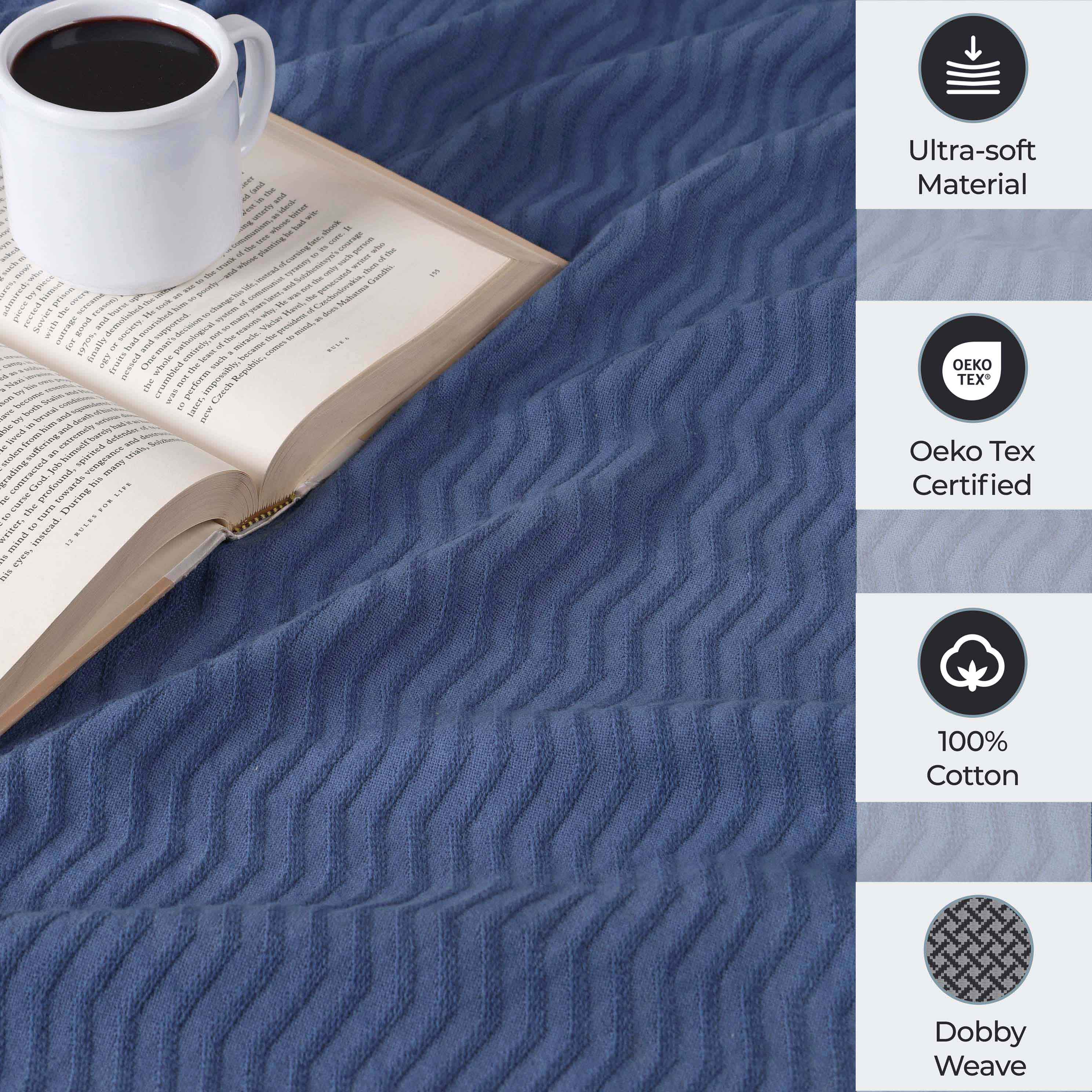 Jena Cotton Textured Chevron Lightweight Woven Blanket - Omnigoodsstore