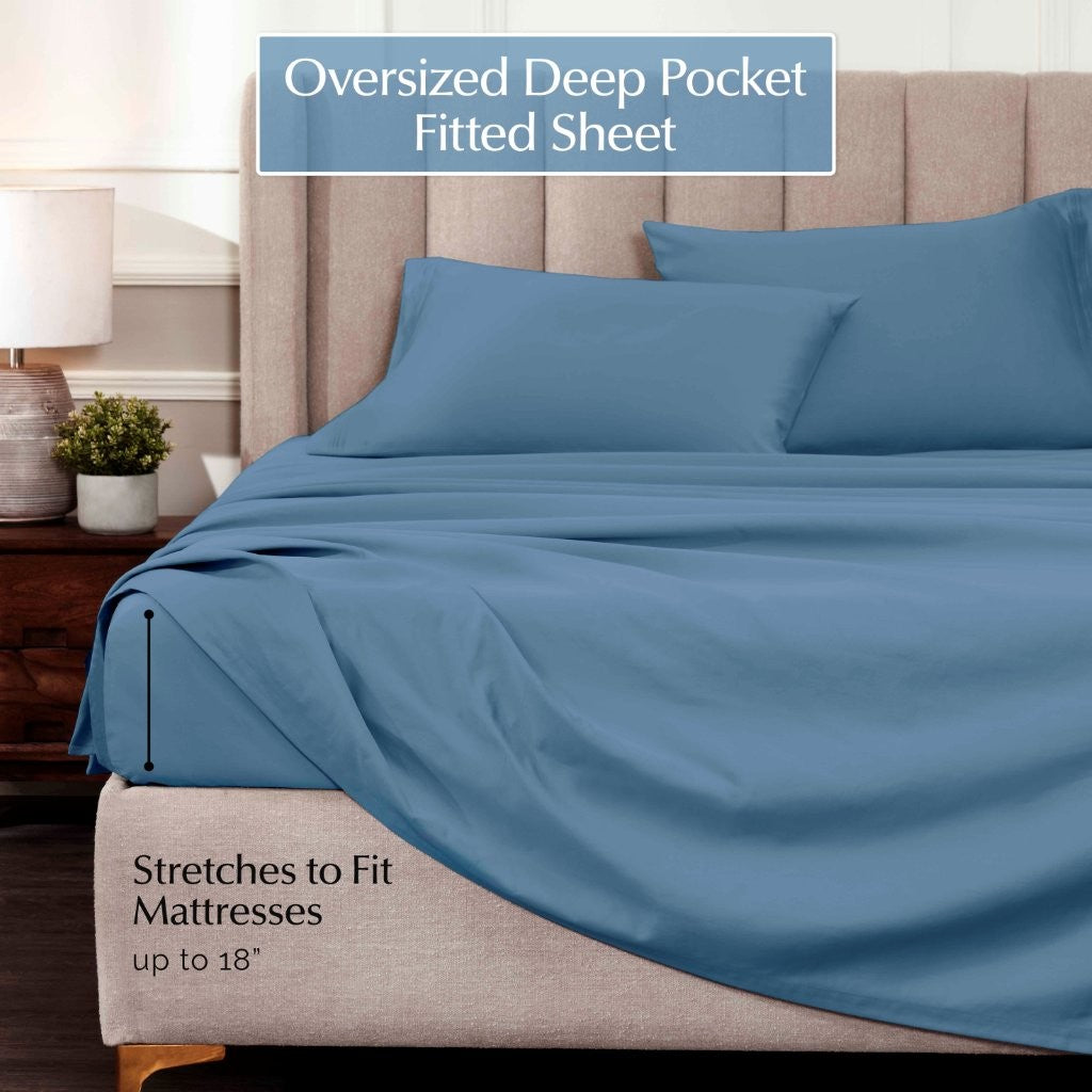 1000 Thread Count Egyptian Cotton Bed Sheet Set Olympic Queen - Omnigoodsstore