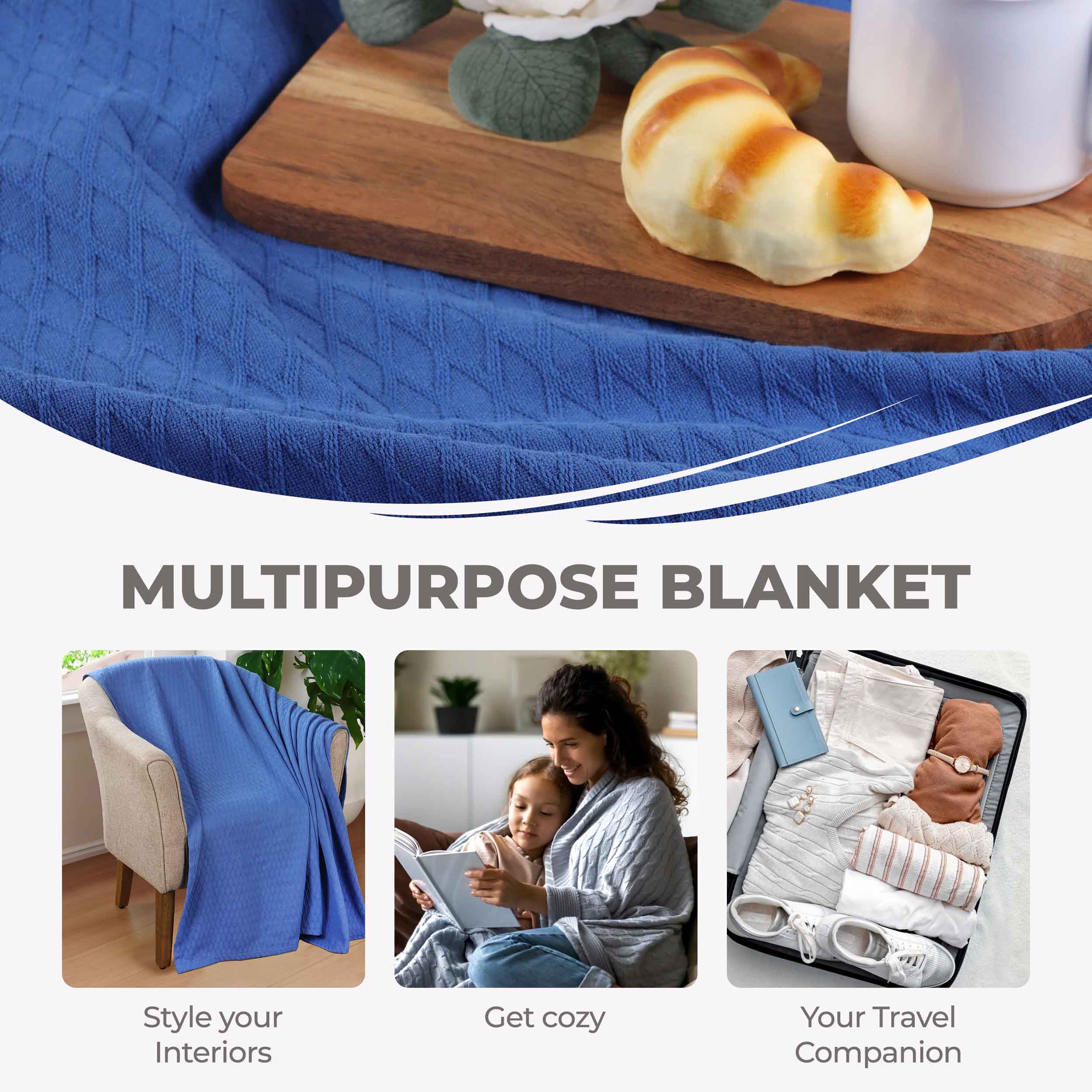 Cotton All Season Diamond Bed Blanket & Sofa Throw - Omnigoodsstore