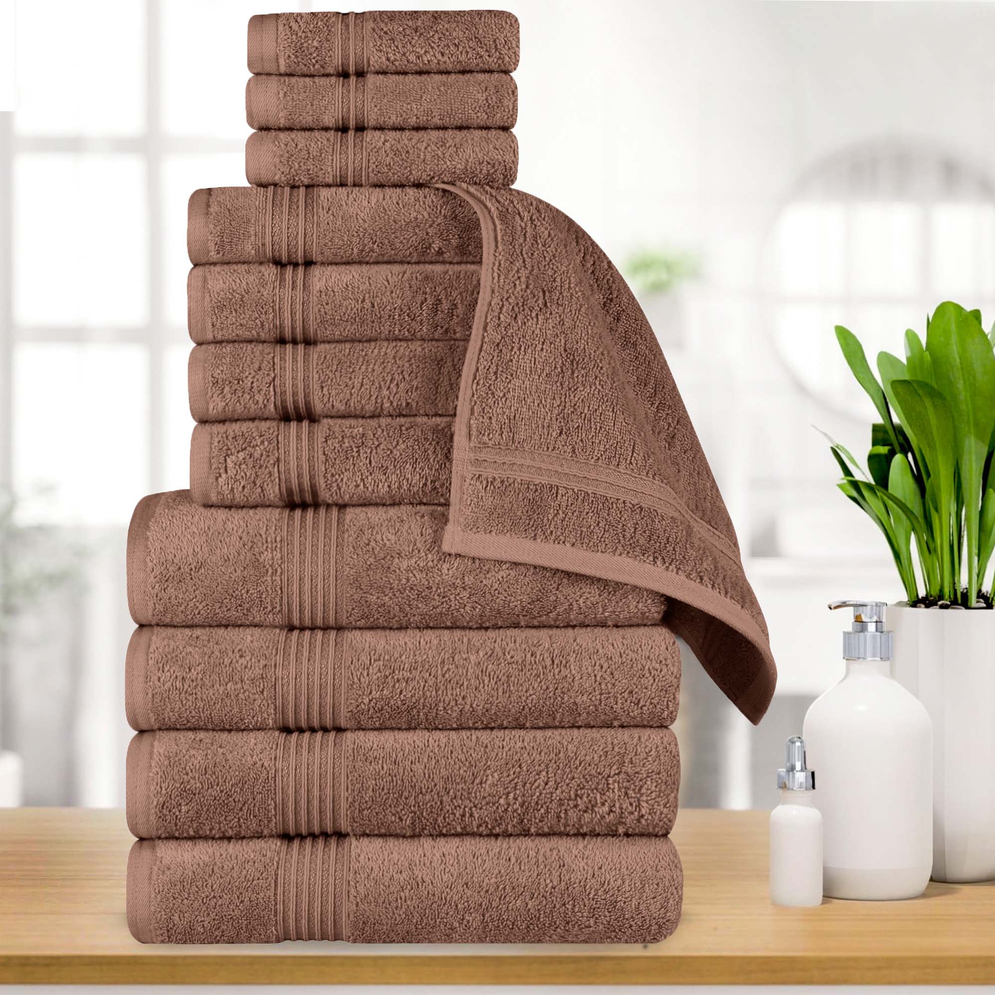 Egyptian Cotton Highly Absorbent Solid 12-Piece Ultra Soft Towel Set - Omnigoodsstore