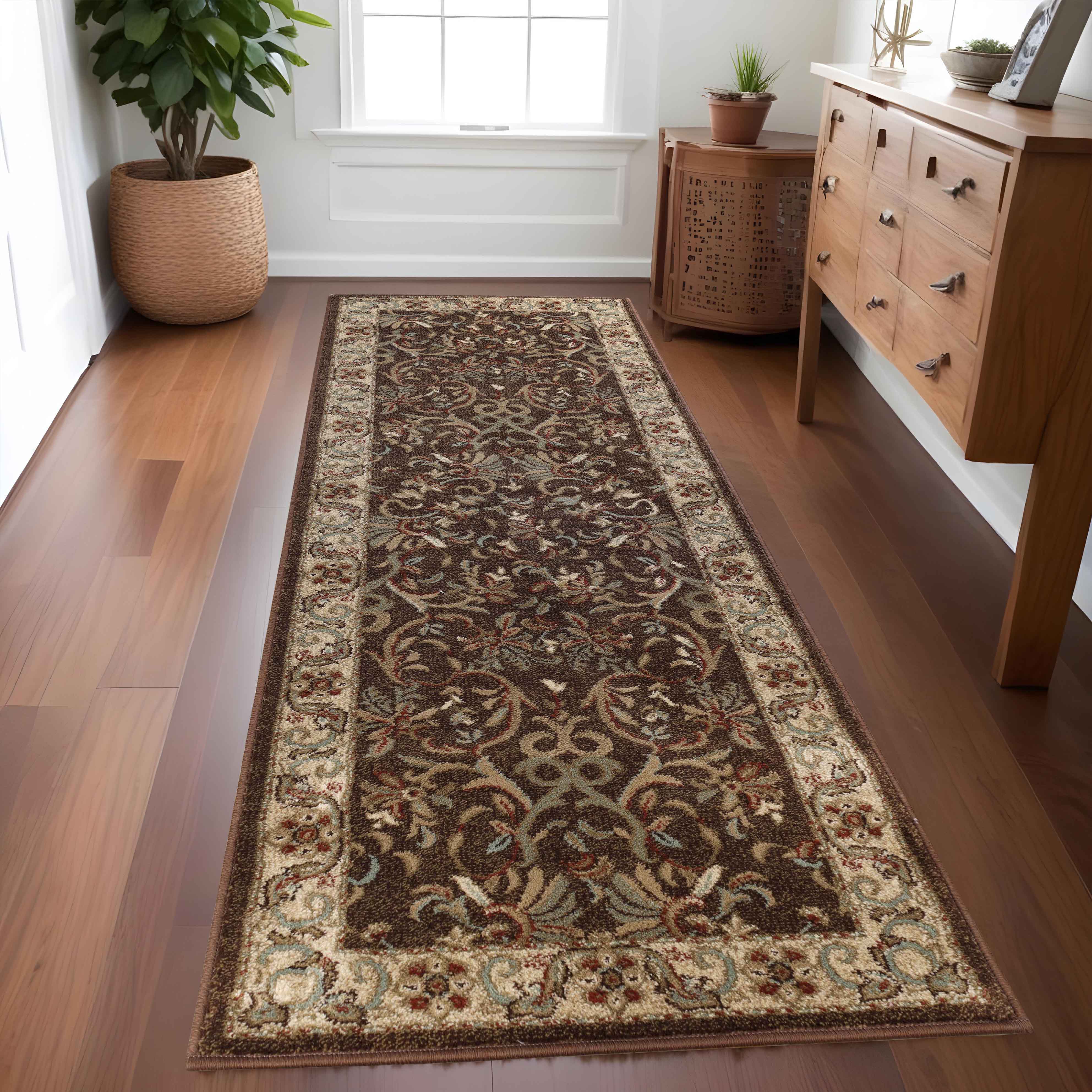 Heritage Traditional Floral Scroll Indoor Area Rug Or Runner Rug - Omnigoodsstore