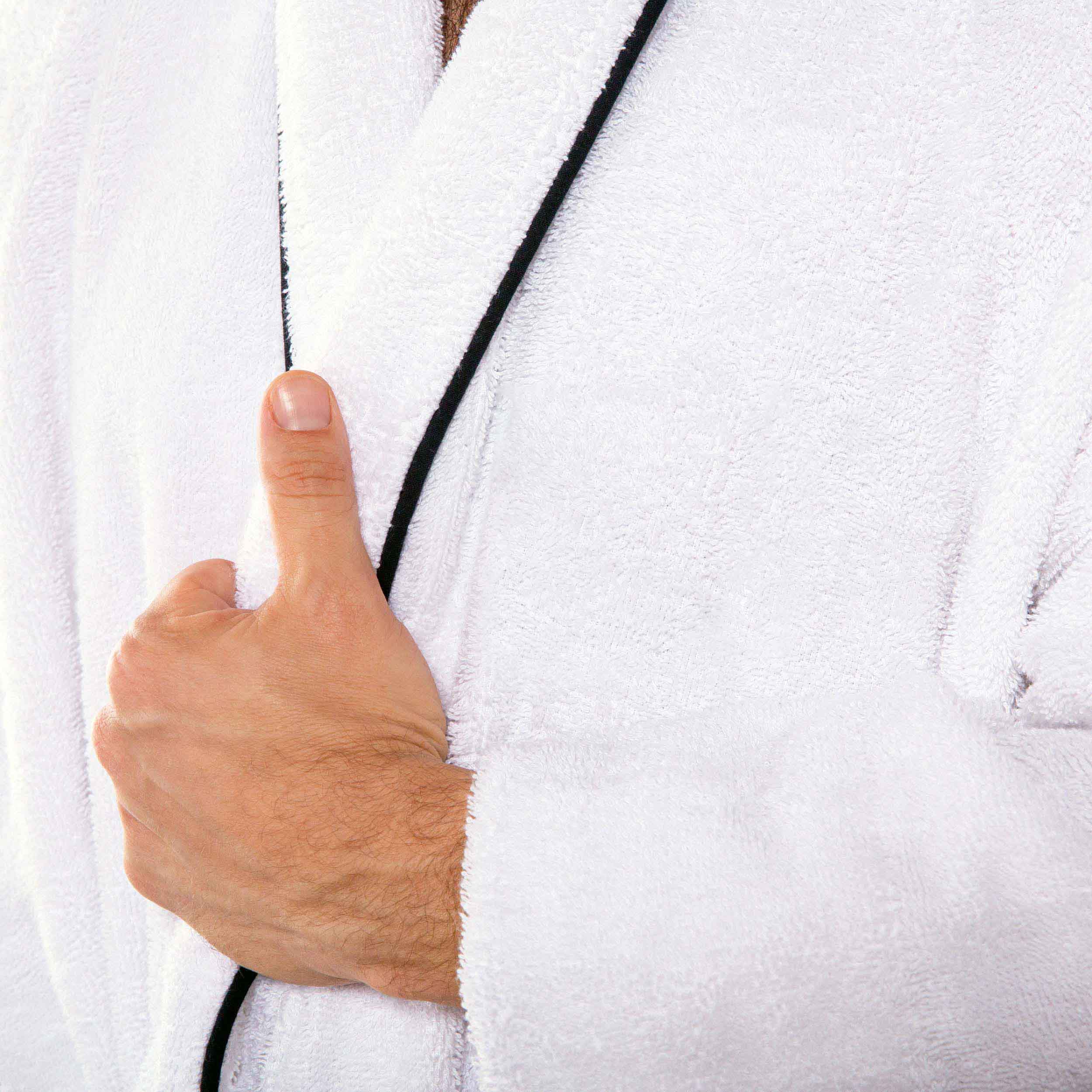 Cotton Adult Unisex White Embroidered Highly Absorbent Fluffy Bathrobe - Omnigoodsstore