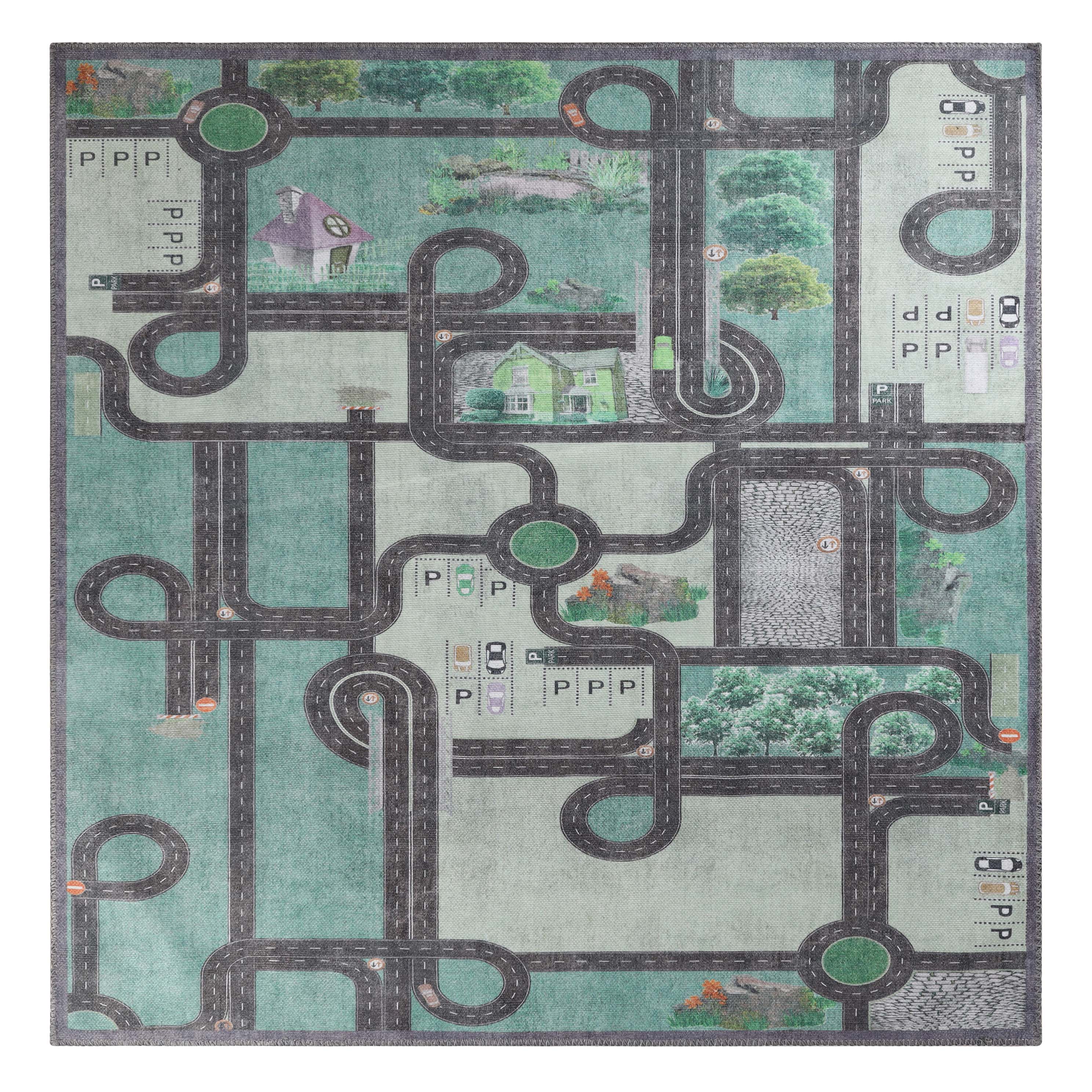 Country Road Non-Slip Kids Playroom Nursery Washable Indoor Area Rug - Omnigoodsstore