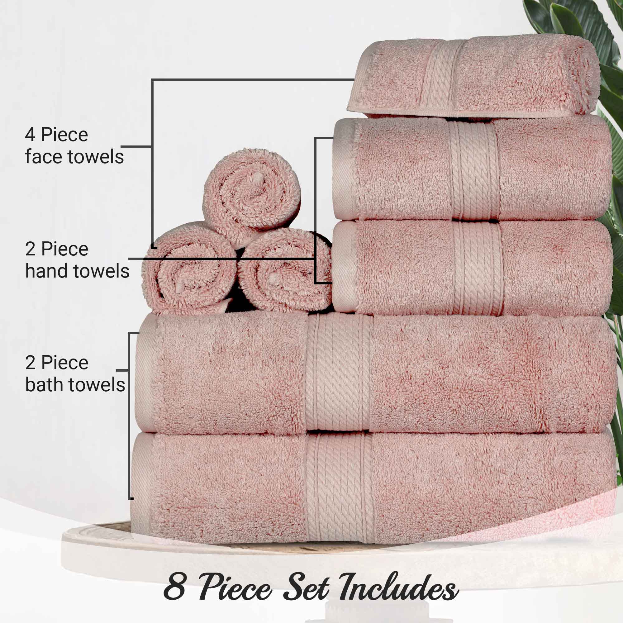 Egyptian Cotton Pile Plush Heavyweight Luxury Soft 8-Piece Towel Set - Omnigoodsstore
