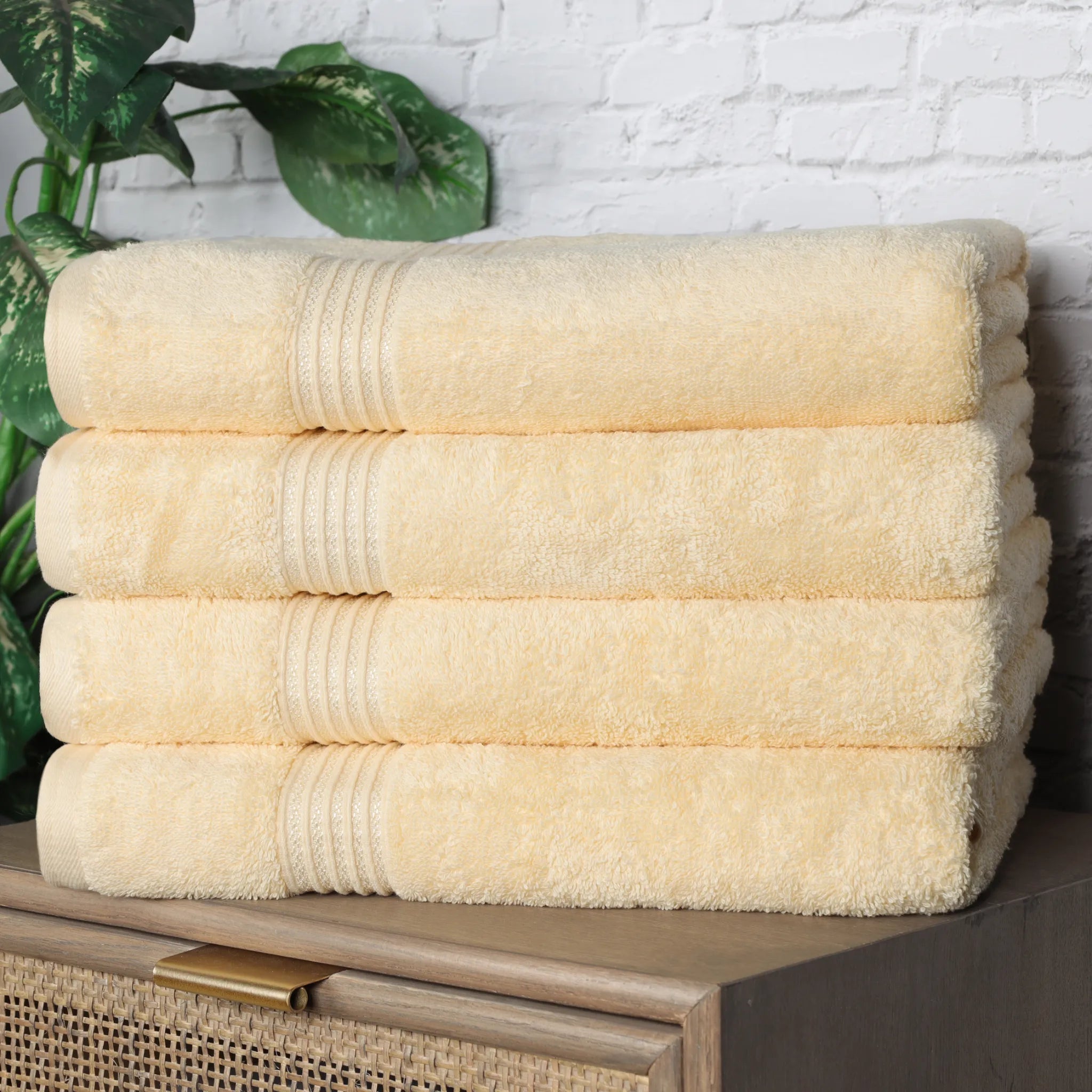 Heritage Egyptian Cotton Solid Bath Towel Set of 4 - Omnigoodsstore