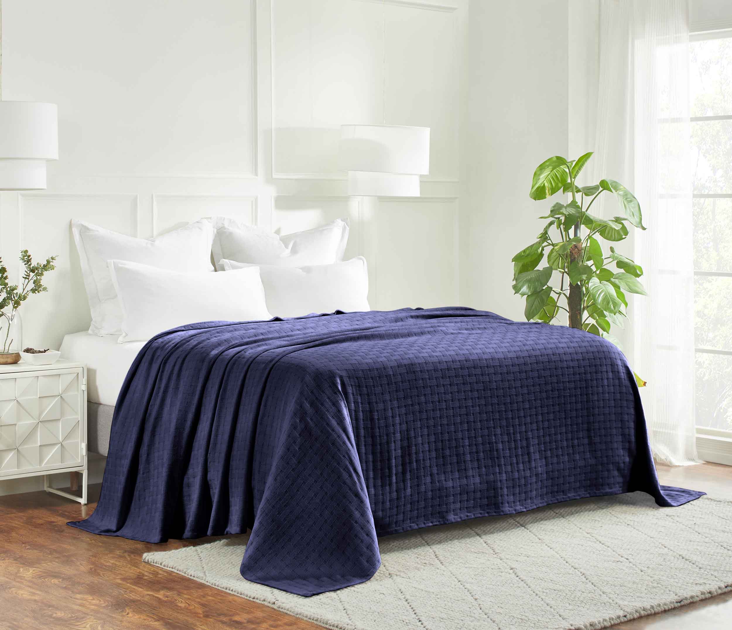 Basketweave All Season Cotton Bed Blanket & Sofa Throw - Omnigoodsstore