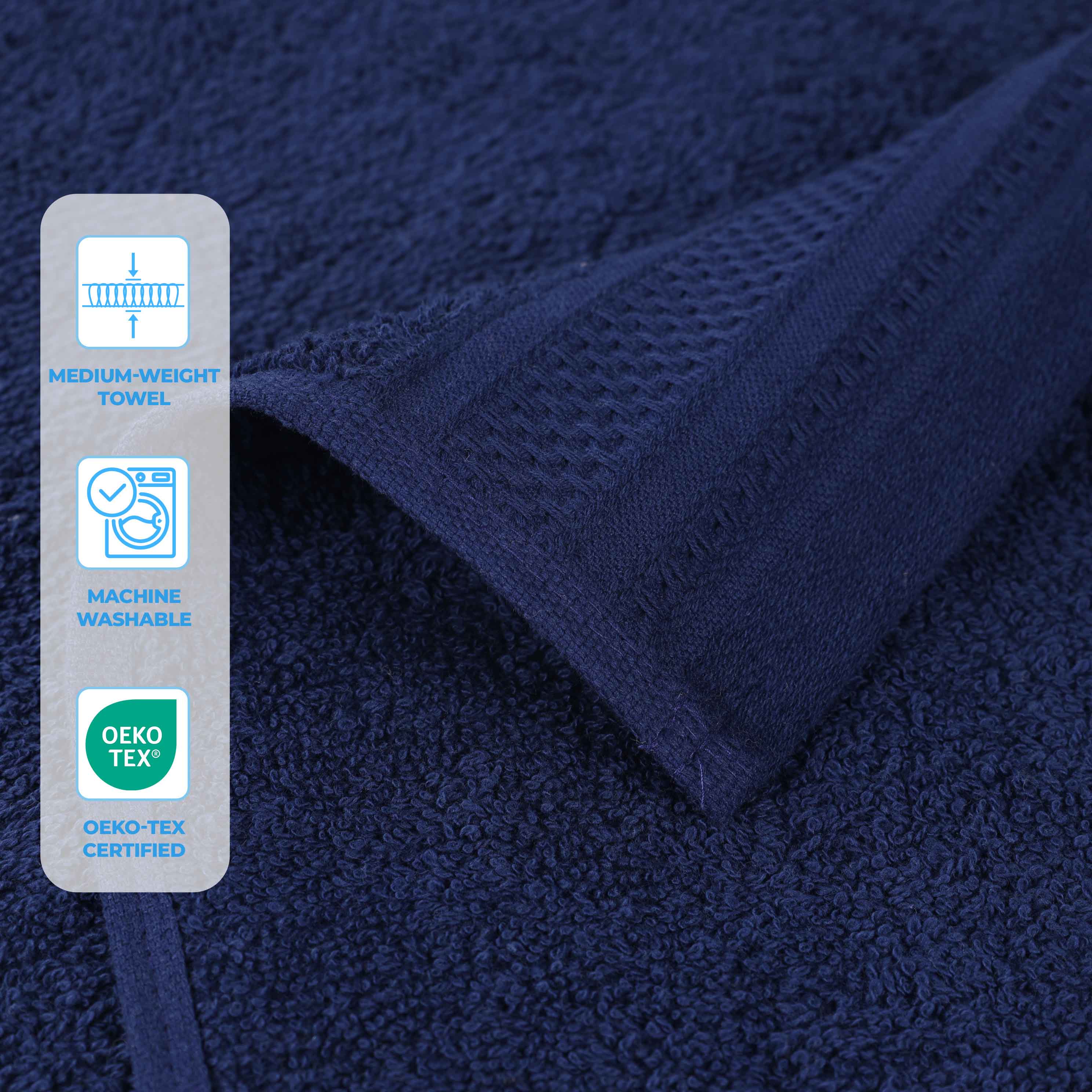 Honeycomb Textured Waffle Border Luxury Cotton Face Towels, Set of 12 - Omnigoodsstore