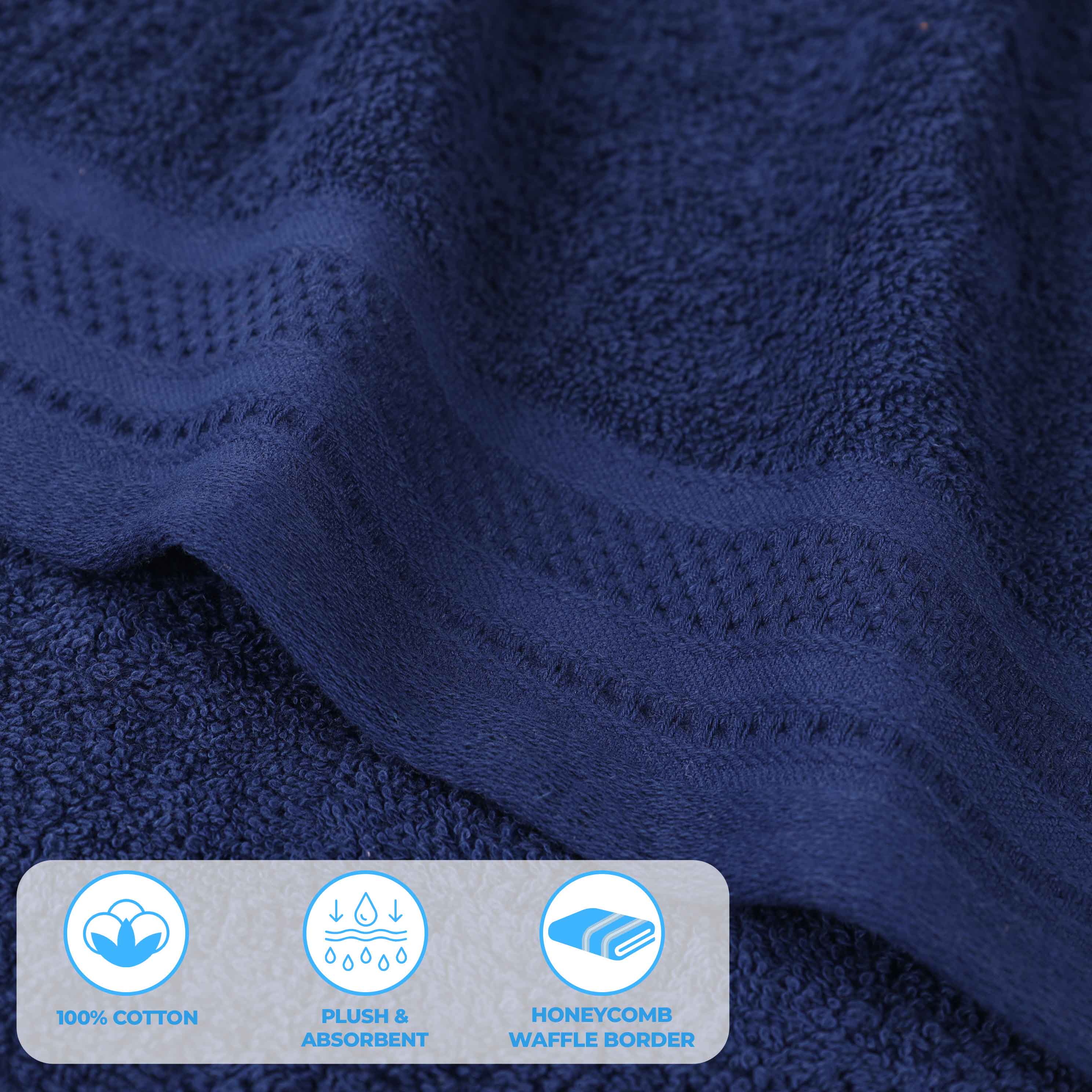 Honeycomb Textured Waffle Border Luxury Cotton Hand Towels, Set of 6 - Omnigoodsstore