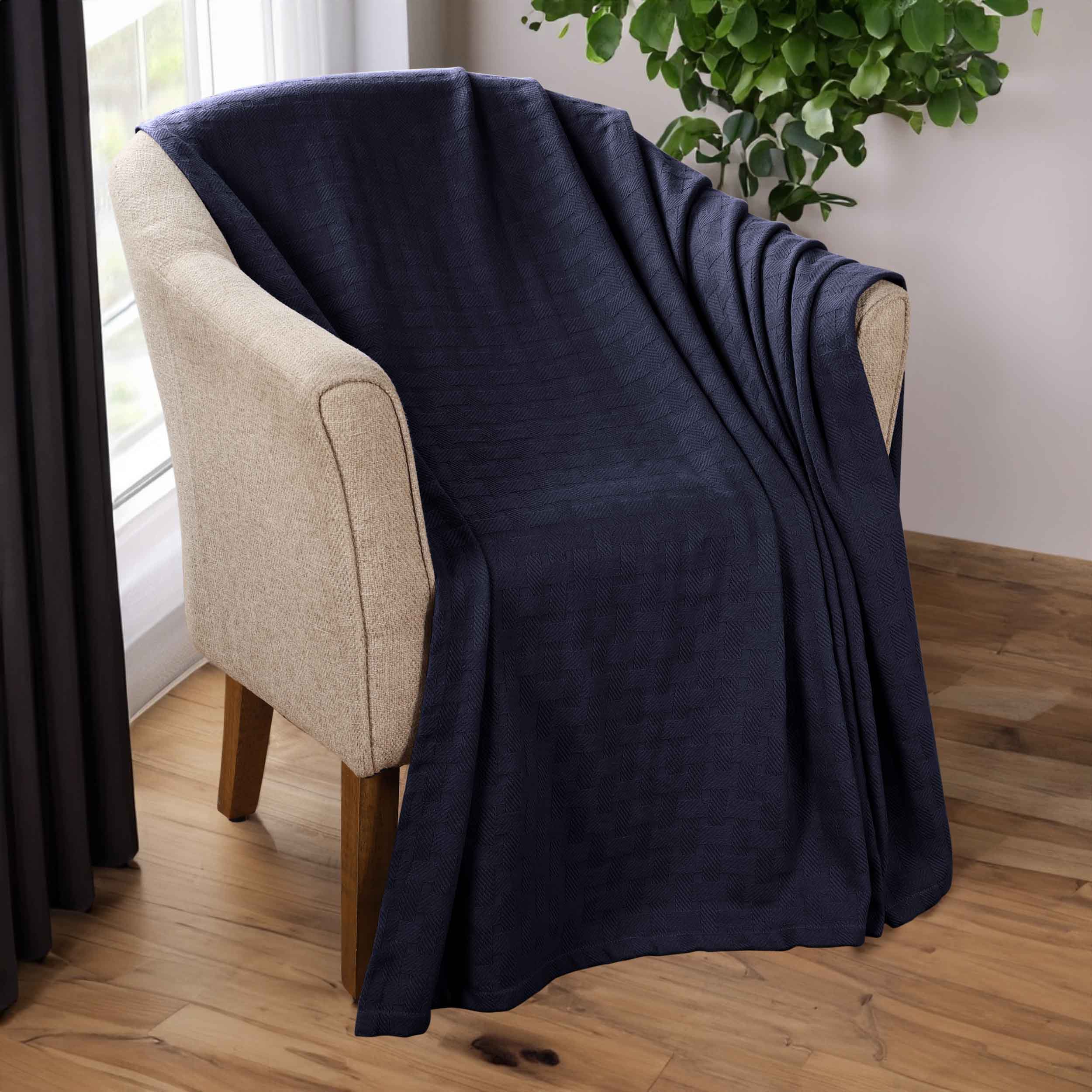 Basketweave All Season Cotton Bed Blanket & Sofa Throw - Omnigoodsstore